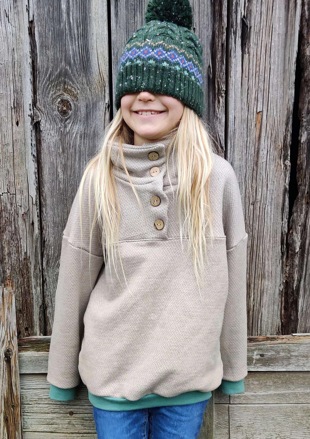 Galerie-Snyggli-Schnittmuster-Troyer-Hej-Hjemme-Sweat-Fleece-Teddy-Babys-Kinder-Jungs-Mädchen-Teens-Gr-128-170-Mütze-sweat