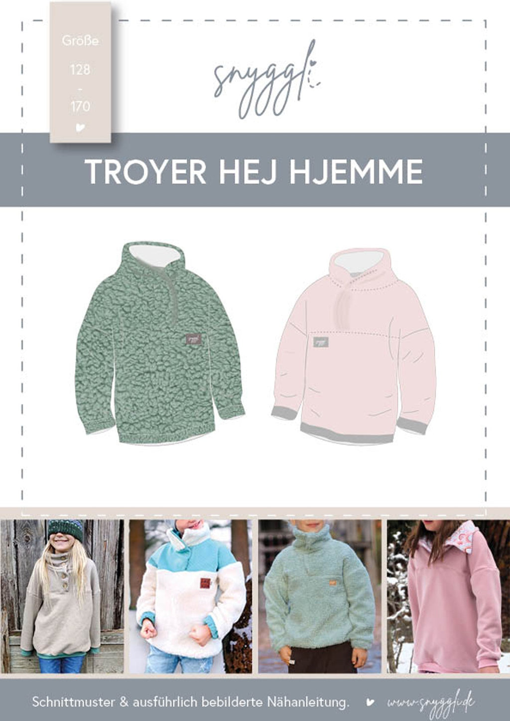 Galerie-Snyggli-Schnittmuster-Troyer-Hej-Hjemme-Sweat-Fleece-Teddy-Babys-Kinder-Jungs-Mädchen-Teens-Gr-128-170-cover