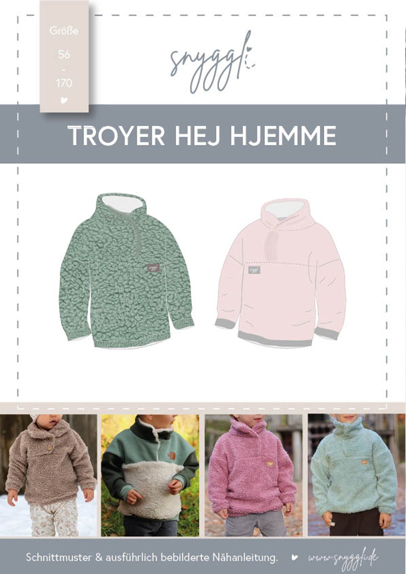 Galerie-Snyggli-Schnittmuster-Troyer-Hej-Hjemme-Sweat-Fleece-Teddy-Babys-Kinder-Jungs-Mädchen-Teens-Gr-56-170-Cover