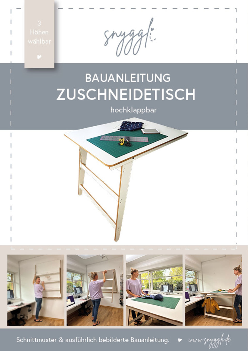 Galeriebilder-hochklappbarer-Zuschneidetisch-Snyggli-DIY-Bauanleitung-nähen-Schnittmuster_Cover