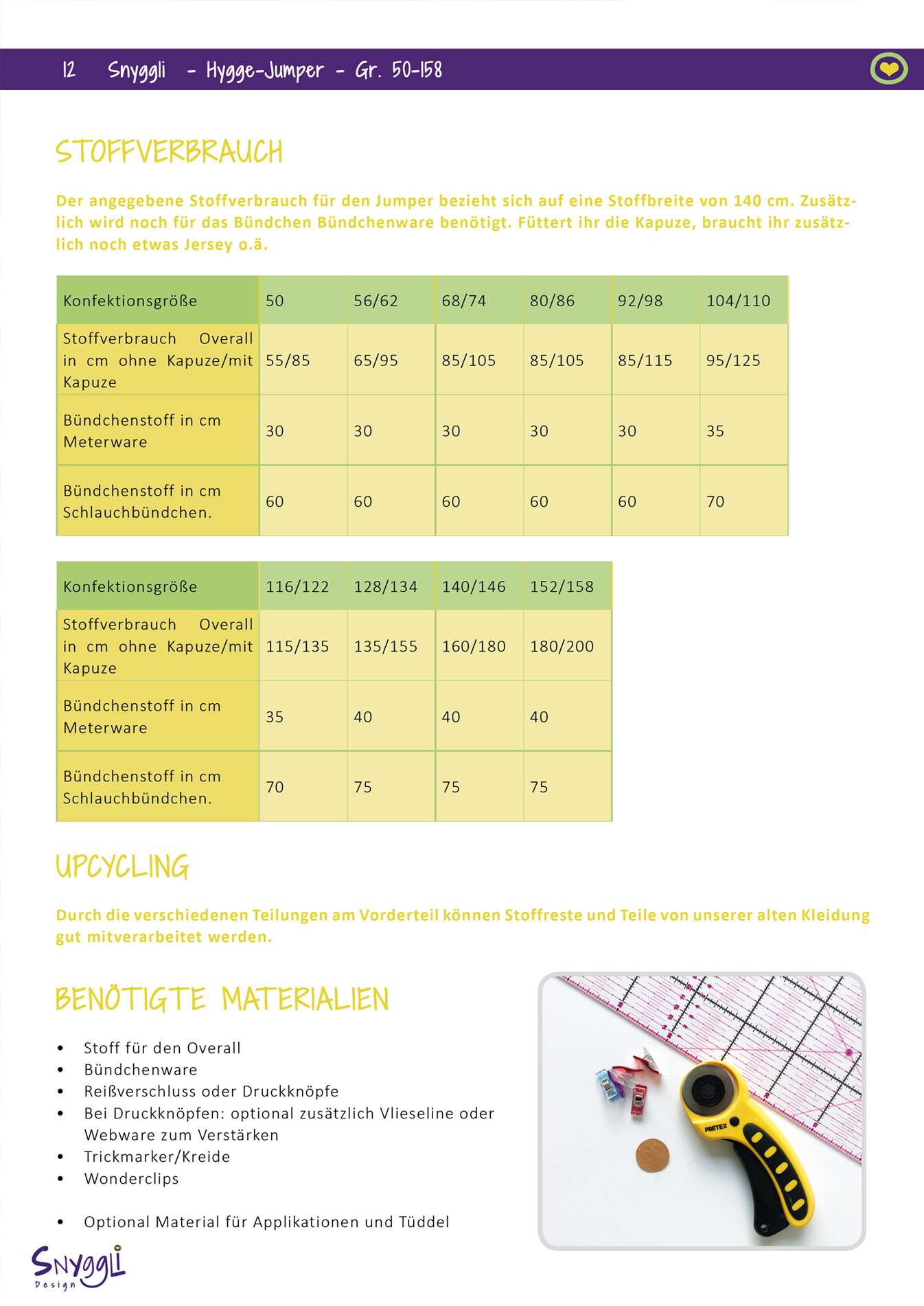 Hygge Jumper Stoffverbrauch