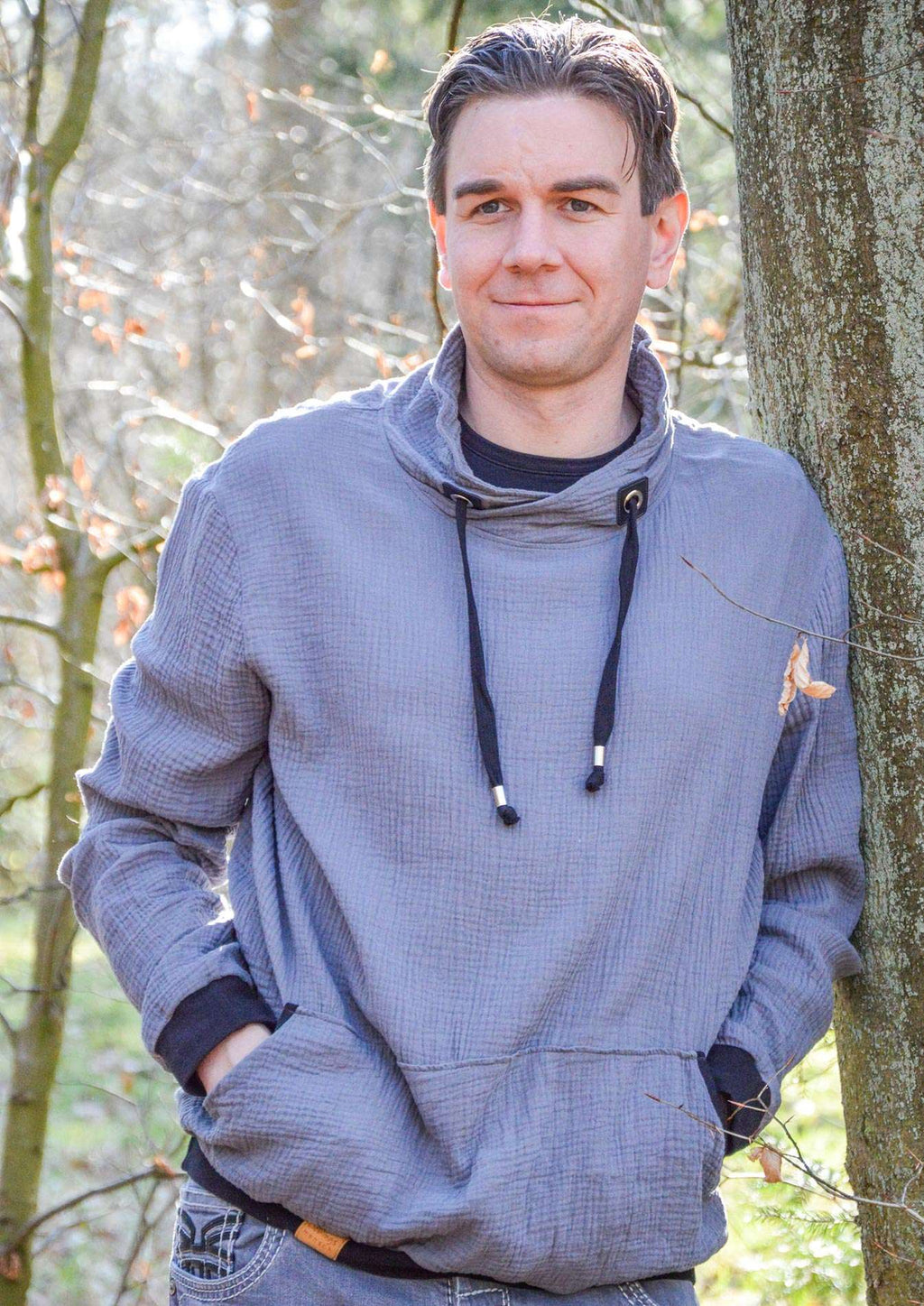 Musselin-Hoodie-Musling-Herren-Männer-Schnittmuster-Leinen-Wickelkragen