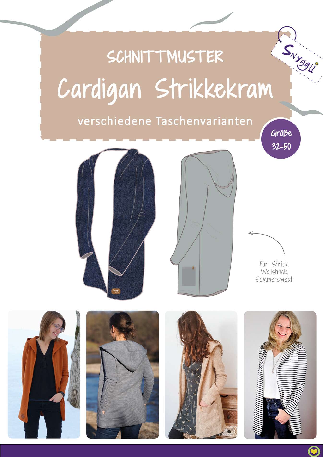 Cardigan Strikkekram<br>Gr. 32-50 Damen<br>Schnittmuster Zweitbild