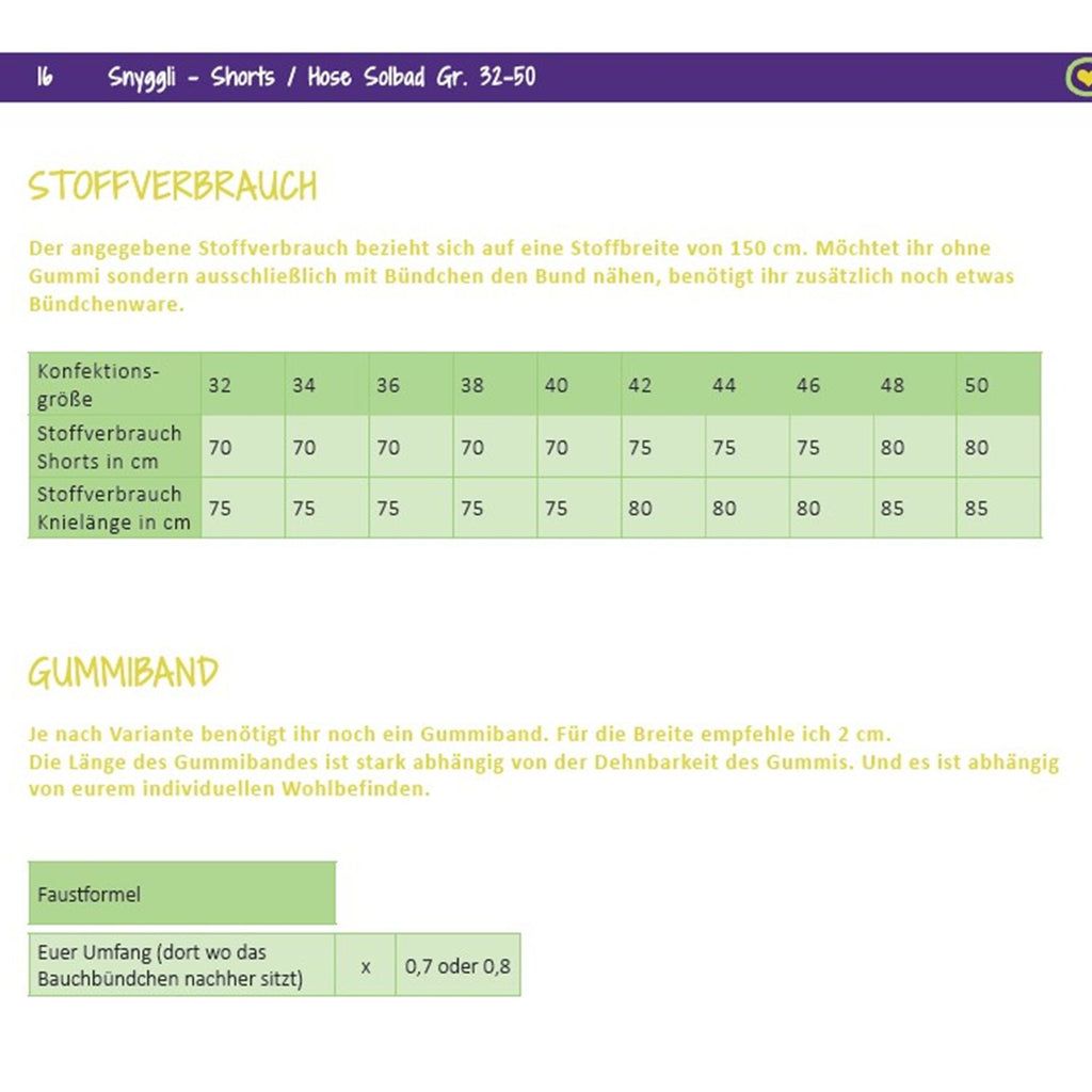 Sommerset Solbad + Lys| Gr. 32-50 | 1 Set: 2 Schnitte