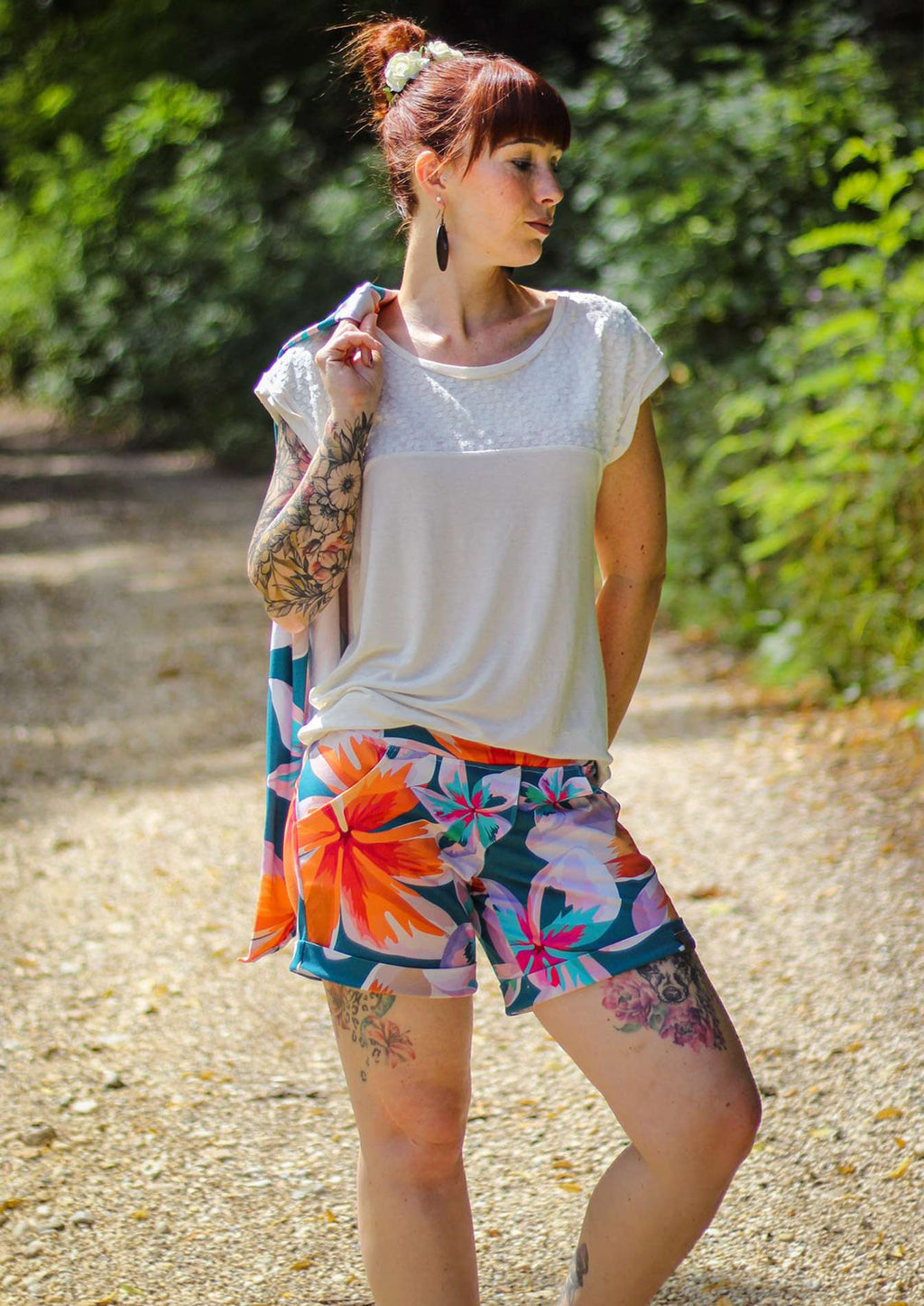 Short-Solbad-kurze-Hose-Damen-Schnittmuster-Snyggli-Shirt-Stranden-4