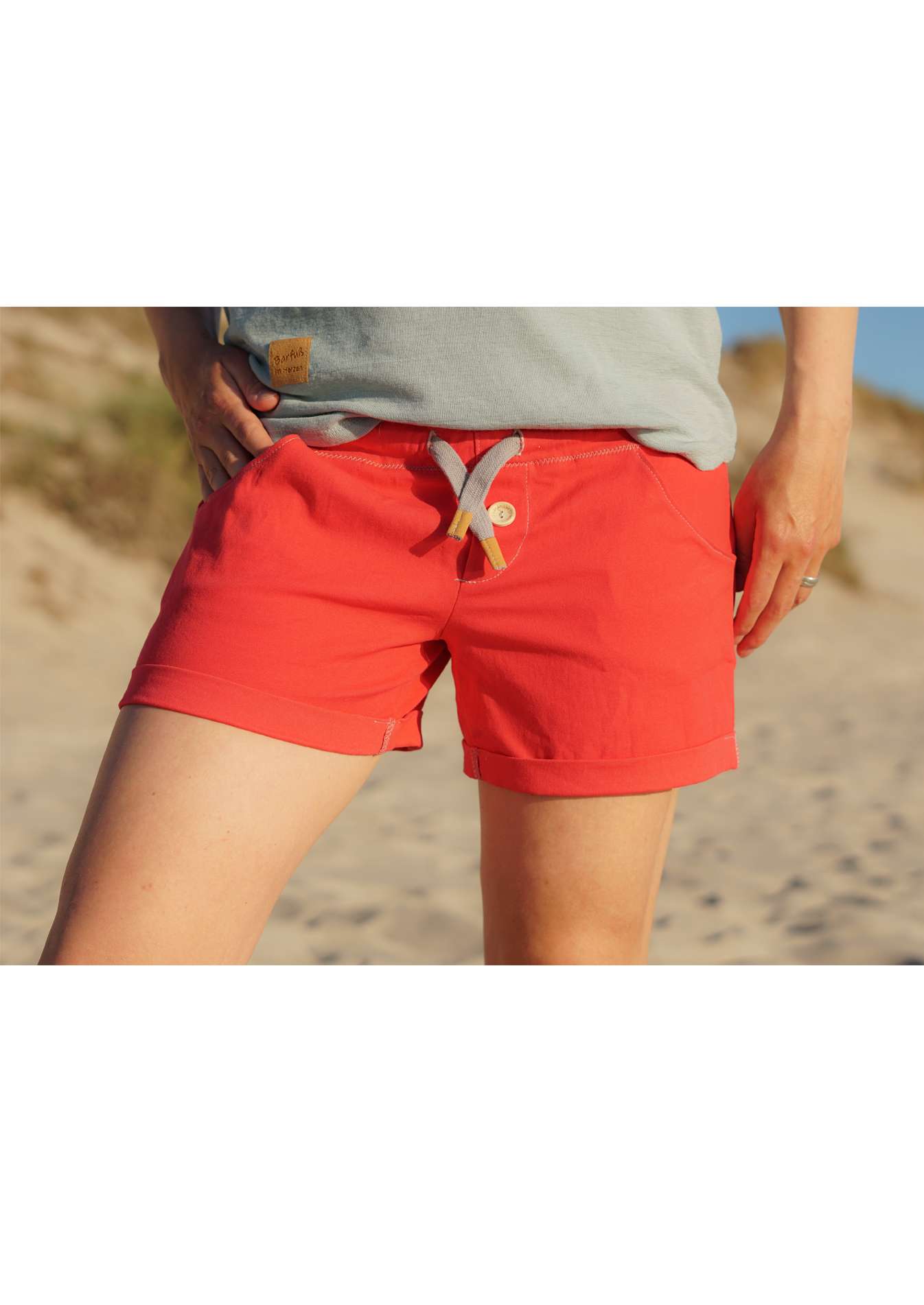 Short-Solbad-kurze-Hose-Damen-Schnittmuster-Snyggli-Shirt-Stranden-Wolle