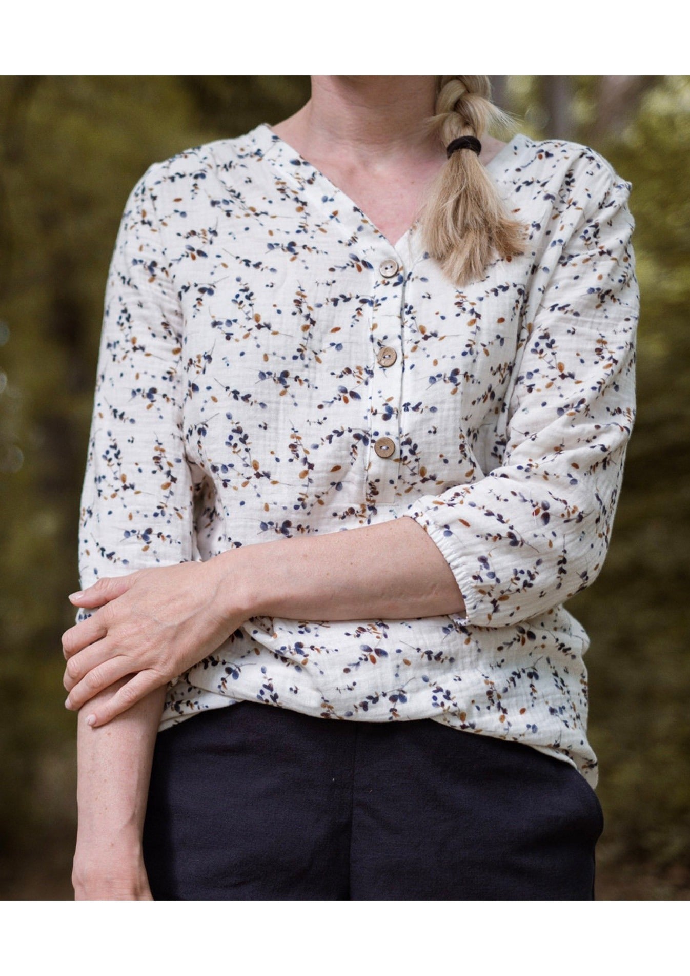 Snyggli-Musselin-Bluse-Hjertemusling-Damen-Gr-32-50-Schnittmuster-Gummisaum