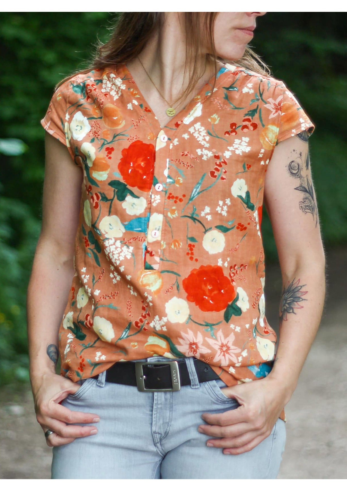 Snyggli-Musselin-Bluse-Hjertemusling-Damen-Gr-32-50-Schnittmuster-Kappärmel-Webware