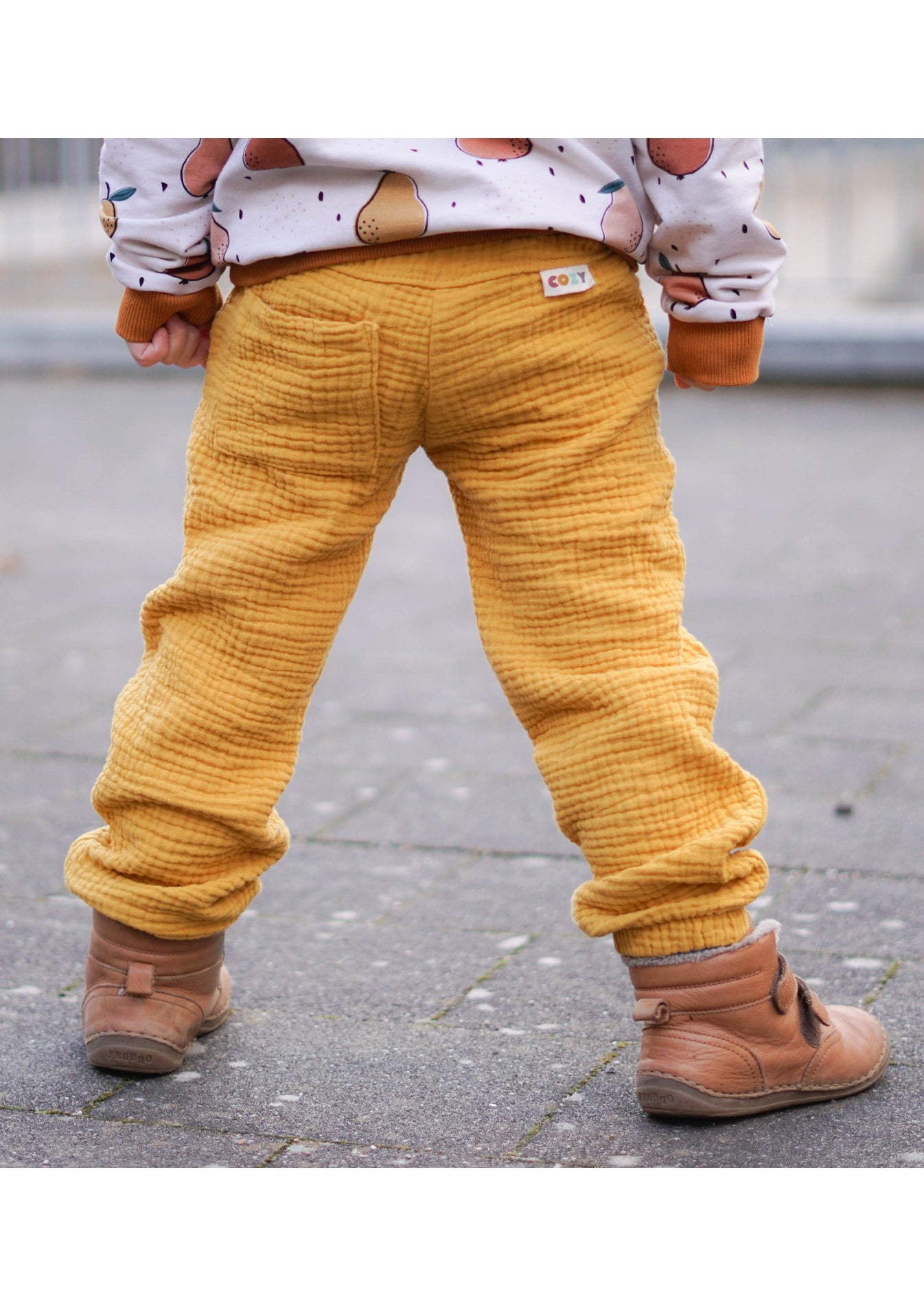 Snyggli-Musselin-Hose-Strandmusling-Schnittmuster-Leinen-Babys-Kinder-Sommer-Gr-56-122-Junge-senfgelb