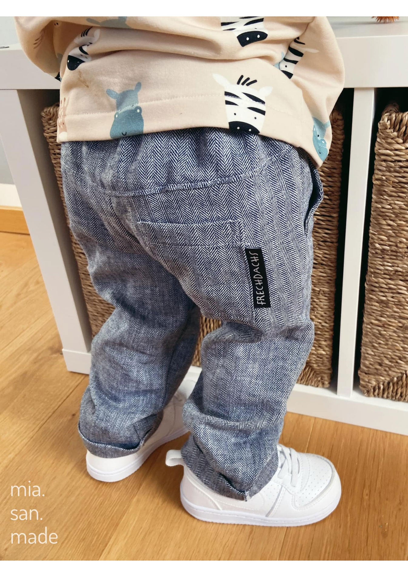 Snyggli-Musselin-Hose-Strandmusling-Schnittmuster-Leinen-Babys-Kinder-Sommer-Gr-56-122-fischgrät-leinen