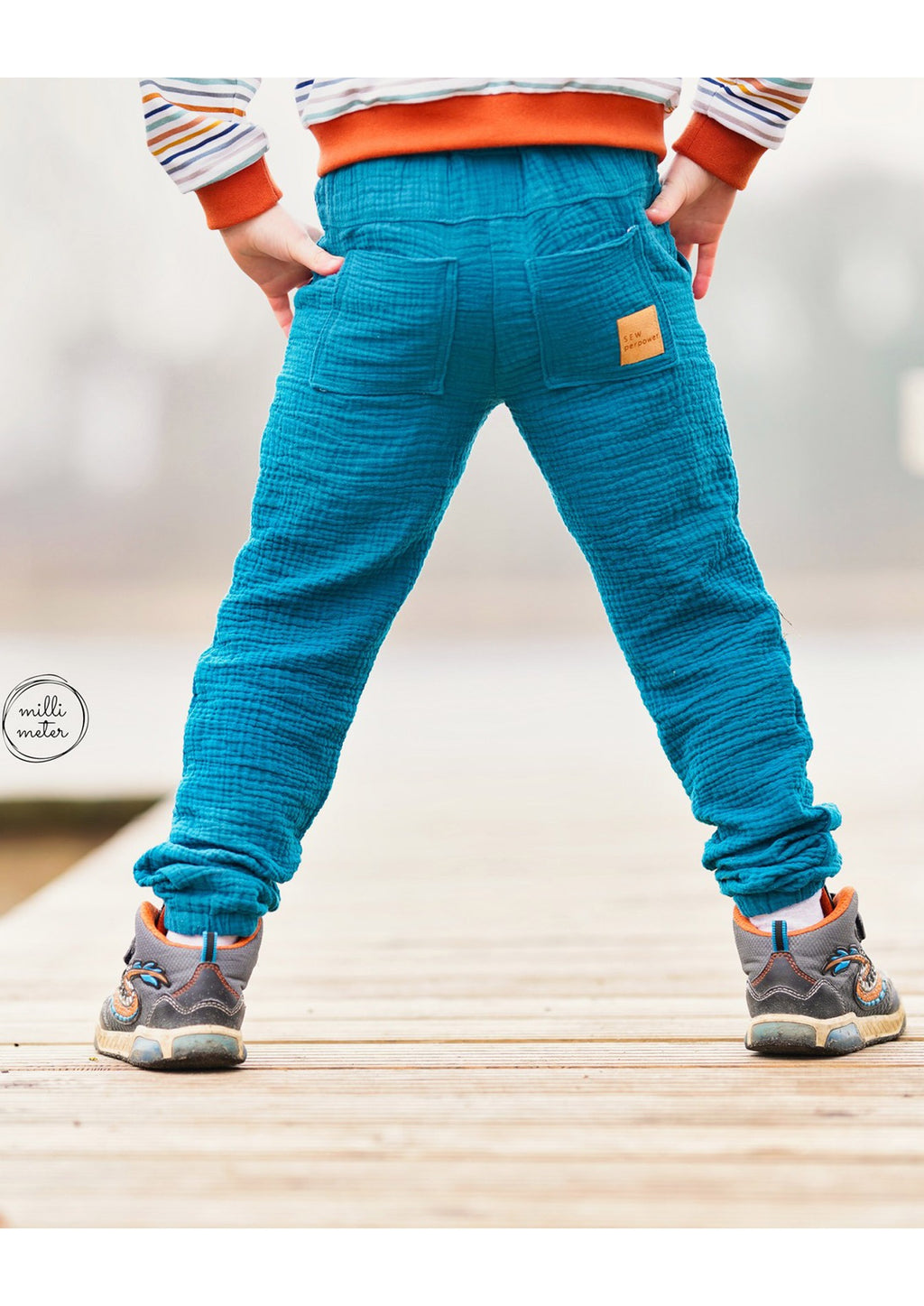 Snyggli-Musselin-Hose-Strandmusling-Schnittmuster-Leinen-Babys-Kinder-Sommer-Gr-56-122-petrol-labelfaible