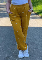 Snyggli-Musselin-Hose-Strandmusling-Schnittmuster-Leinen-Damen-high-waist--Sommer-Gr-32-50-Damen-gelb