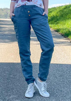 Snyggli-Musselin-Hose-Strandmusling-Schnittmuster-Leinen-Damen-low-waist--Sommer-Gr-32-50-Knöpfe-blau