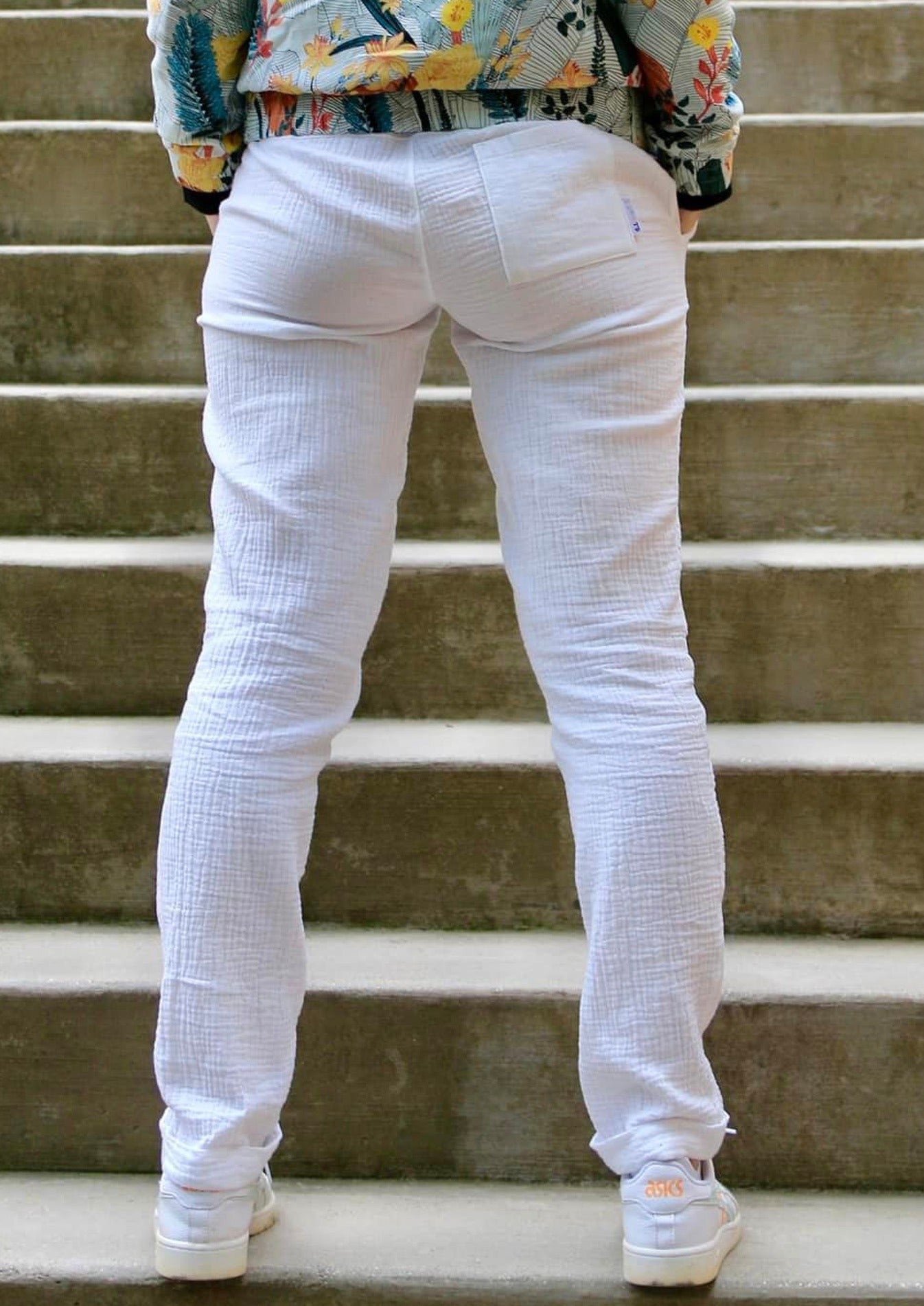 Snyggli-Musselin-Hose-Strandmusling-Schnittmuster-Leinen-Damen-low-waist--Sommer-Gr-32-50-weiß