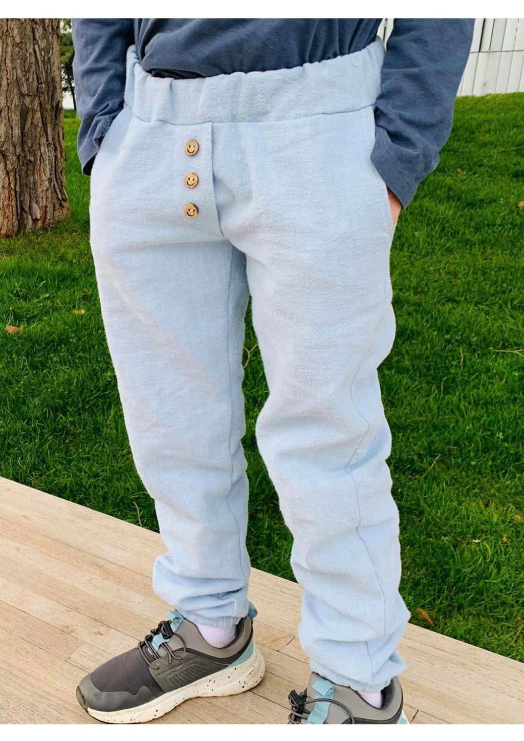 Snyggli-Musselin-Hose-Strandmusling-Schnittmuster-Leinen-Teens-Kinder-Sommer-Gr-128-170-leinen-blau