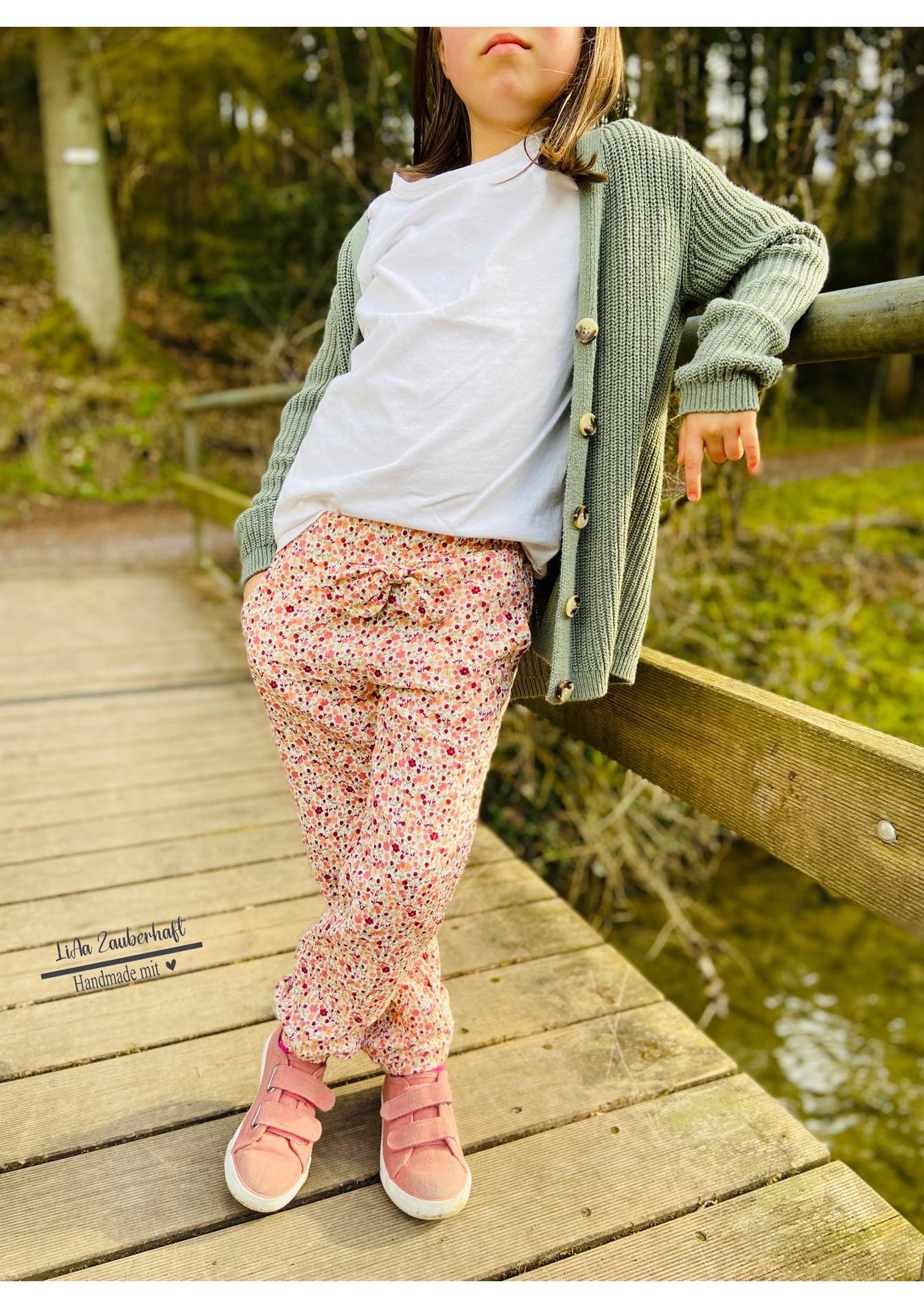 Snyggli-Musselin-Hose-Strandmusling-Schnittmuster-Leinen-Teens-Kinder-Sommer-Gr-128-170-rosa-punkte