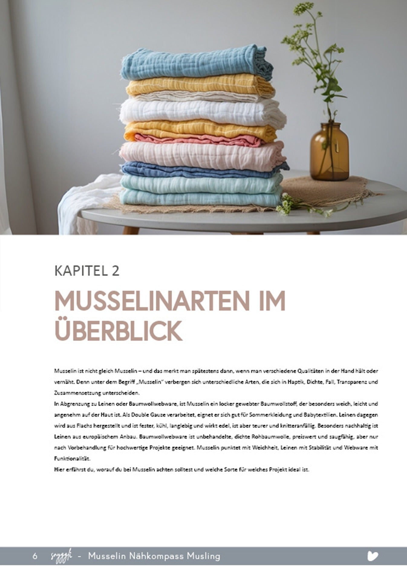 Musselin Kompass Musling<br>Nähguide<br>Schnittmuster Zweitbild