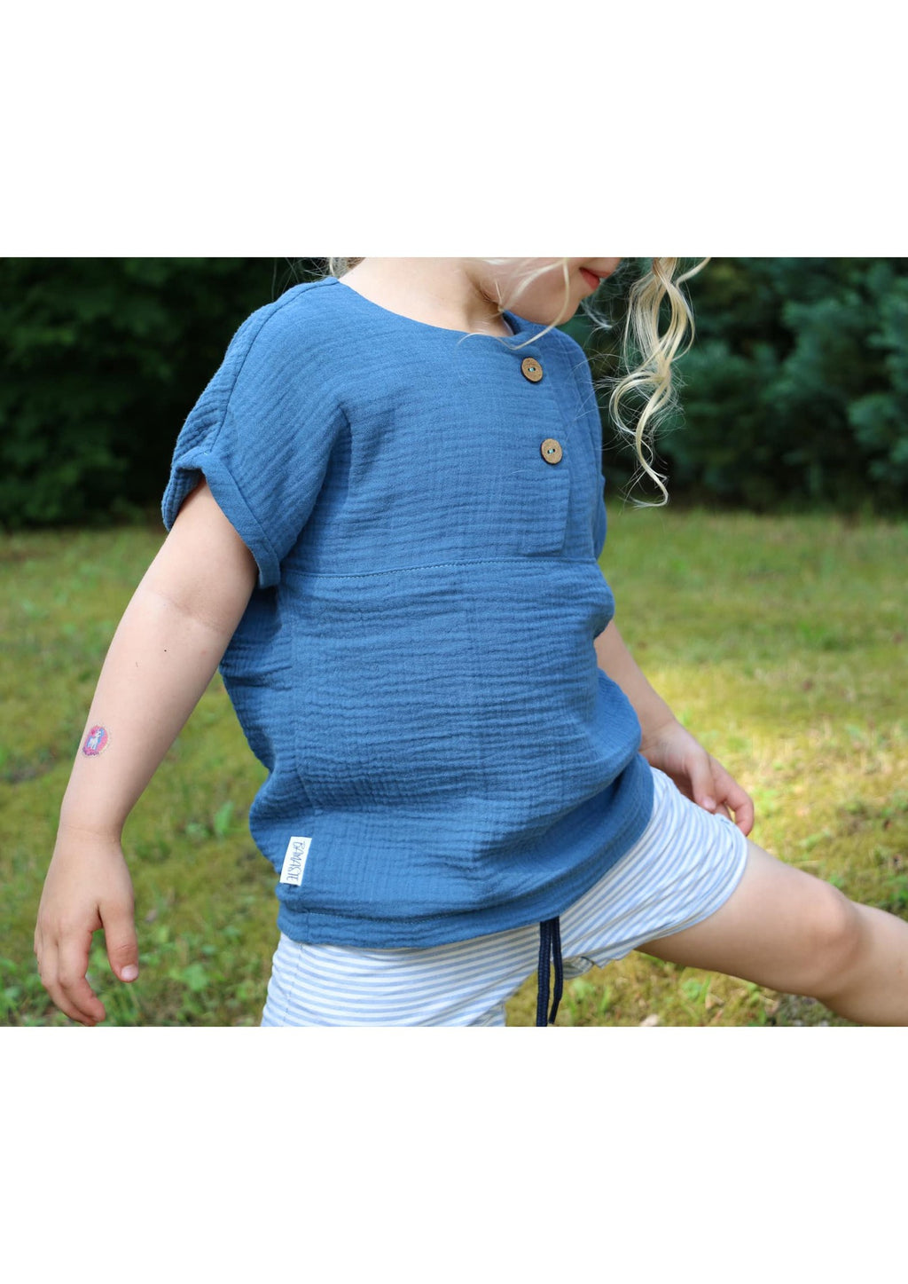 Snyggli-Musselin-Shirt-Solmusling-Schnittmuster-Leinen-Babys-Kinder-Sommer-Gr-56-122-blau