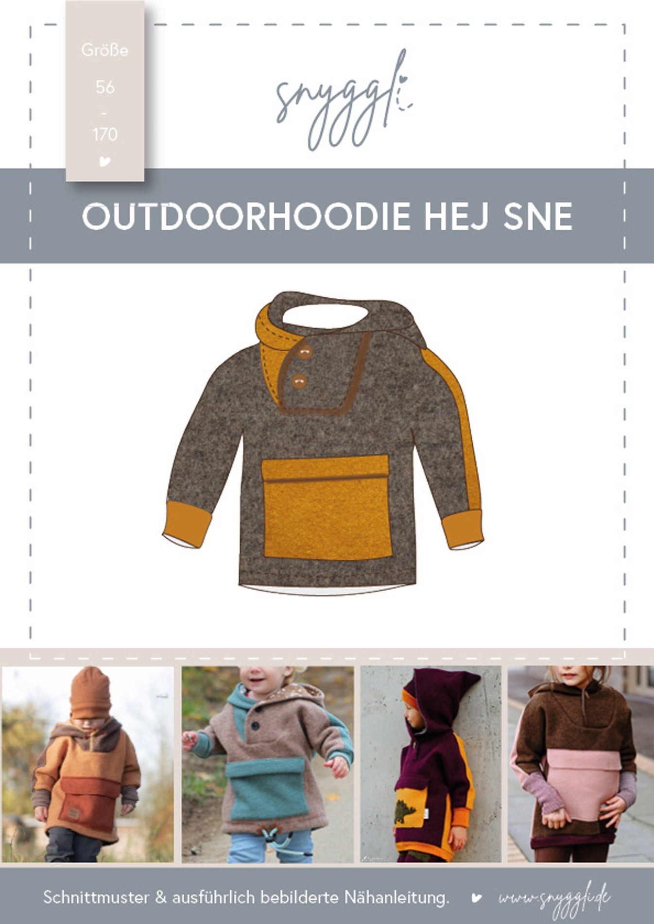 Snyggli-Outdoorhoodie-Hej-Sne-Walkhoodie-Wollwalk-Schnittmuster-Junge-Mädchen-Babys-Kinder-Gr-56-170-Cover