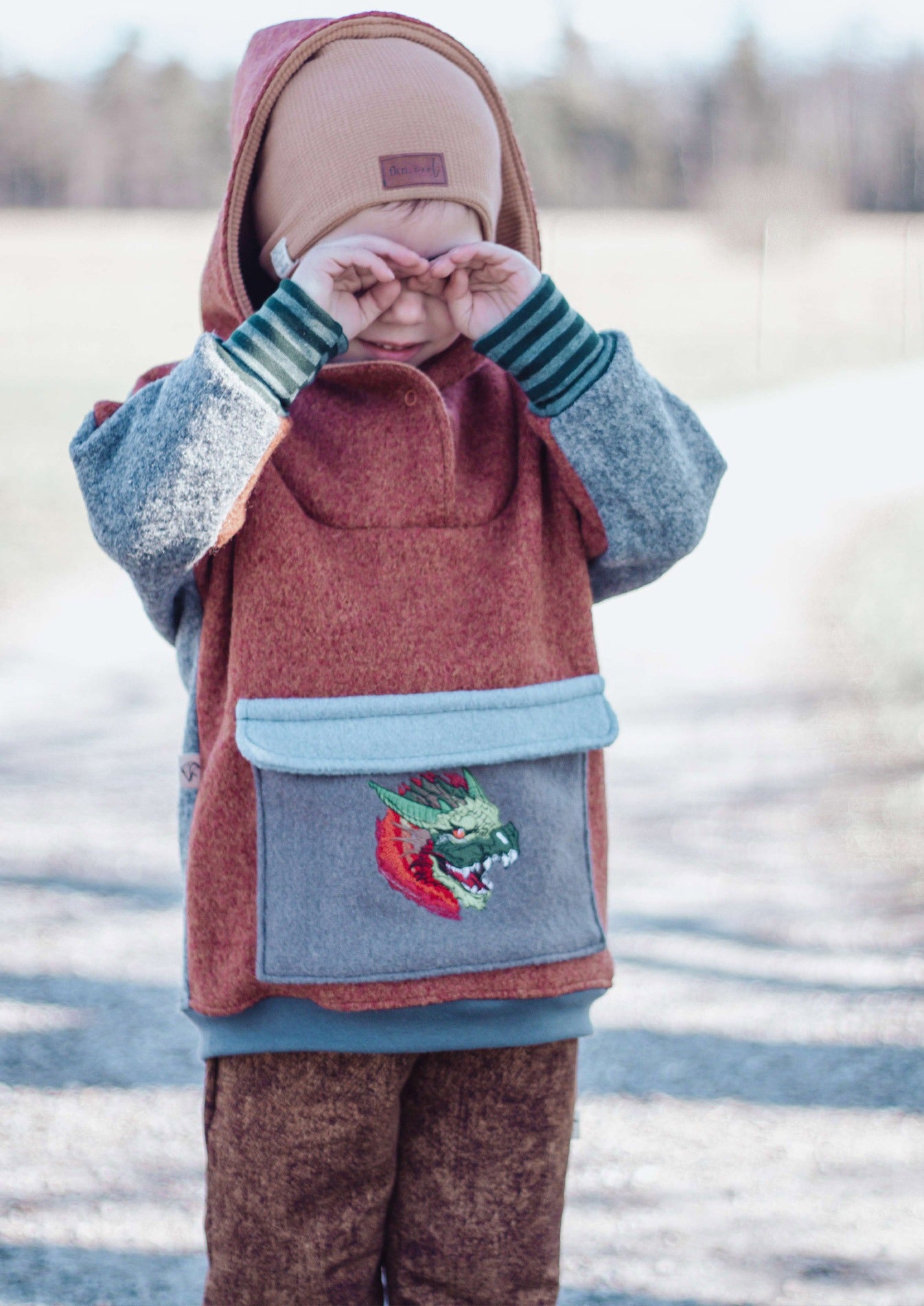 Snyggli-Outdoorhoodie-Hej-Sne-Walkhoodie-Wollwalk-Schnittmuster-Junge-Mädchen-Babys-Kinder-Gr-56-170-braun-blau