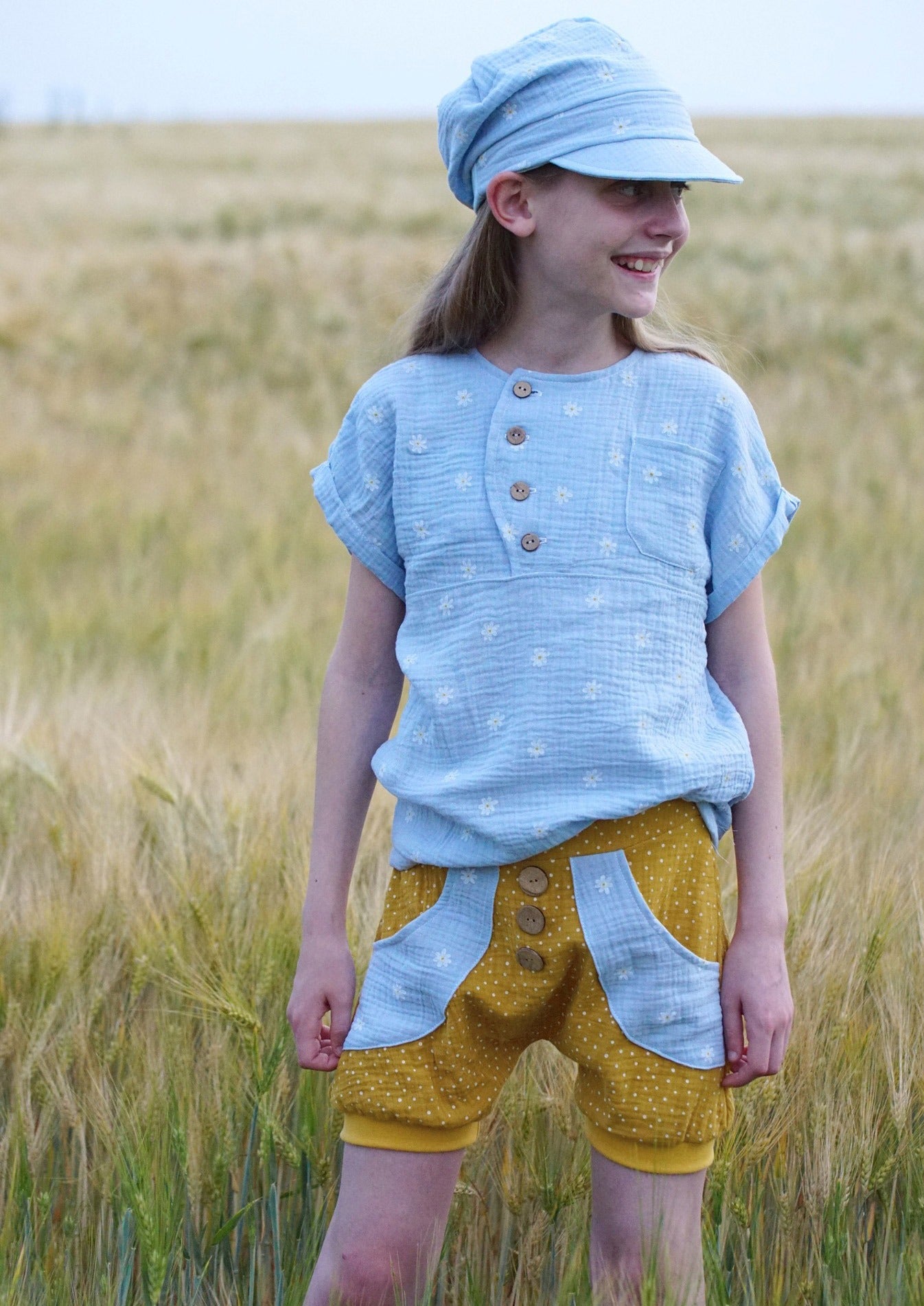 Snyggli-Pumphose-Sommerluften-Schnittmuster-Kinder-Teens-Sommer-Gr-128-170-Musselin-Shirt-Sommerhue