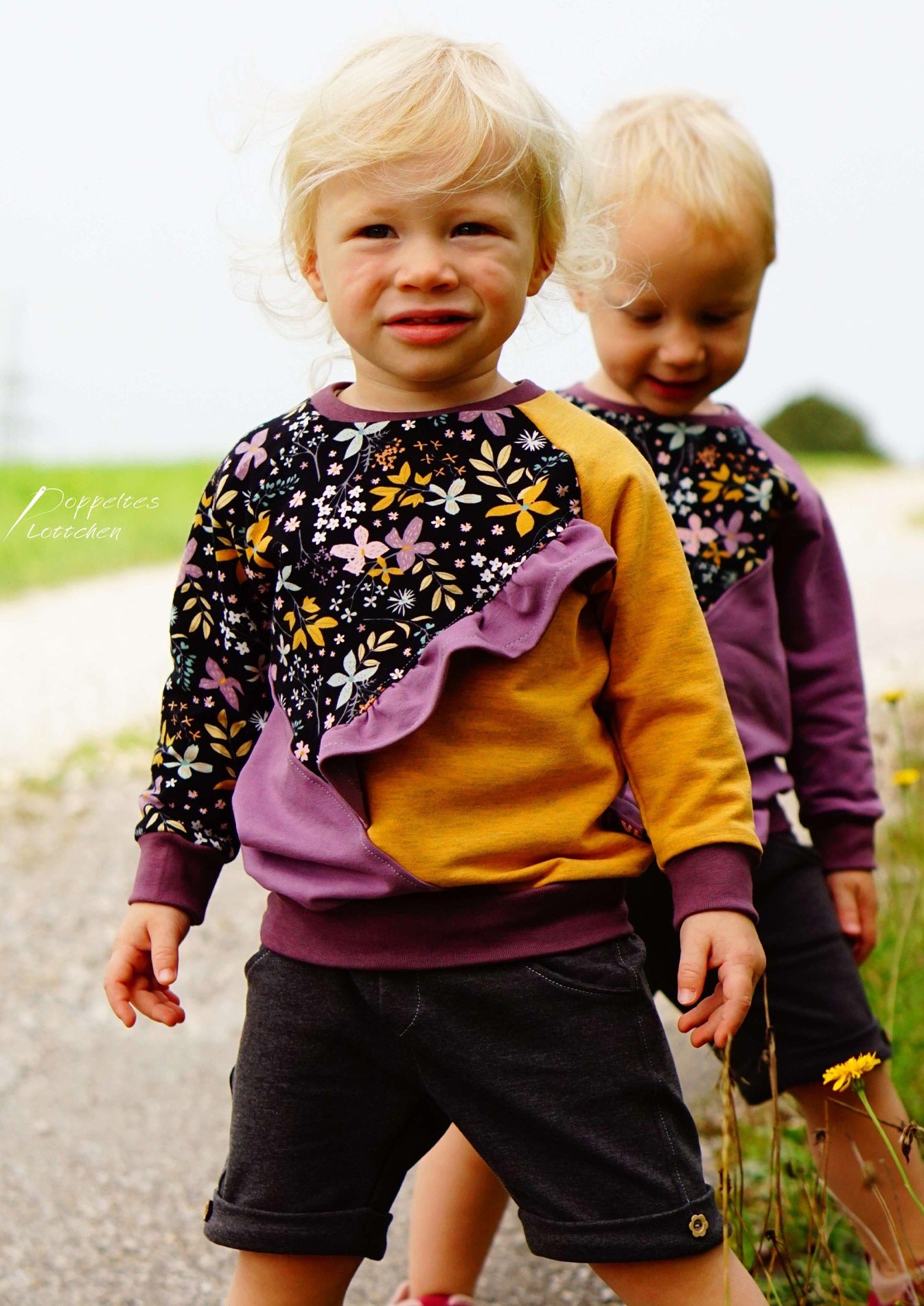 Snyggli-Raglan-Sweater-Farverig-Rüschen-Volant-Babys-Kinder-Teens-Schnittmuster-Gr-56-170-Geschwister