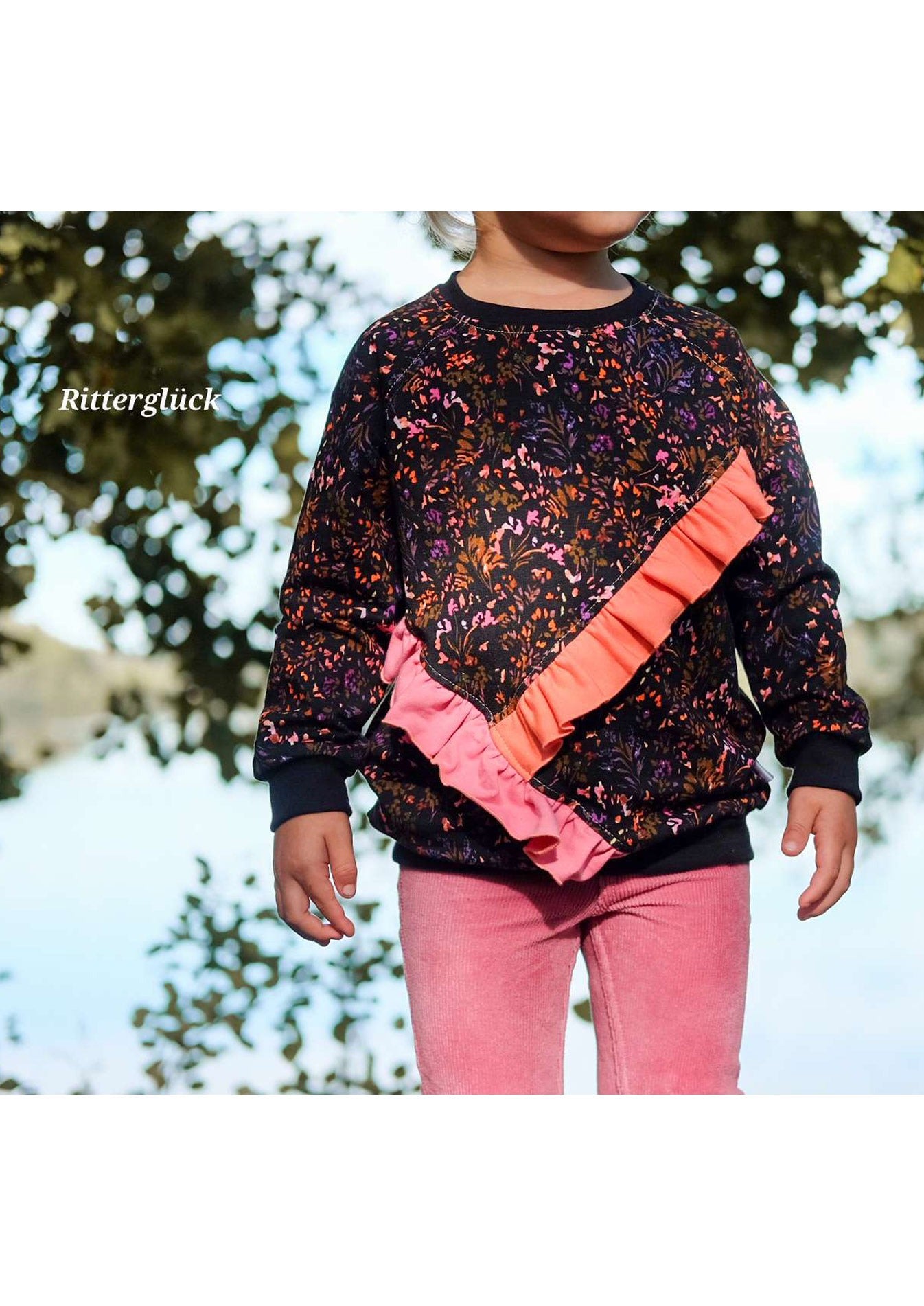 Snyggli-Raglan-Sweater-Farverig-Rüschen-Volant-Babys-Kinder-Teens-Schnittmuster-Gr-56-170-Teilung-Rüschen-2