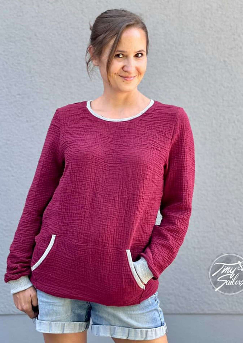 Snyggli-Schnittmuster-Hoodie-Musling-Musselin-Damen-Sweater-weiter-Halsausschnitt-kangarootasche