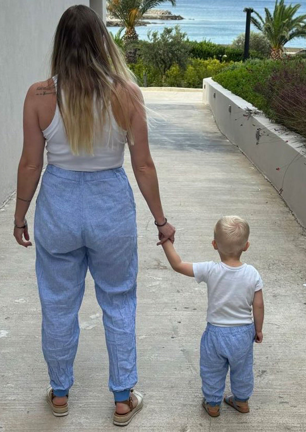 Snyggli-Schnittmuster-Hose-loose-fit-Solskin-Damen-Leinen-Cord-Chambray-nähen-Größe-32-50-high-waist-Babys-Kinder-Partnerlook