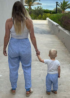 Snyggli-Schnittmuster-Hose-loose-fit-Solskin-Damen-Leinen-Cord-Chambray-nähen-Größe-32-50-high-waist-Babys-Kinder-Partnerlook