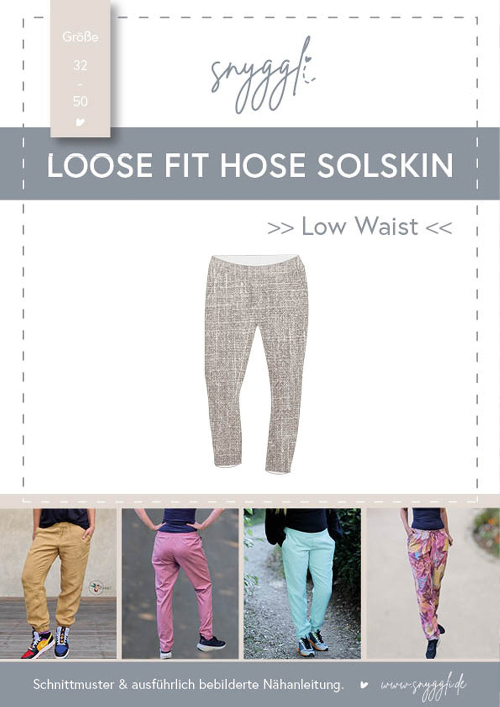 Snyggli-Schnittmuster-Hose-loose-fit-Solskin-Damen-Leinen-Cord-Chambray-nähen-Größe-32-50-low-waist-cover