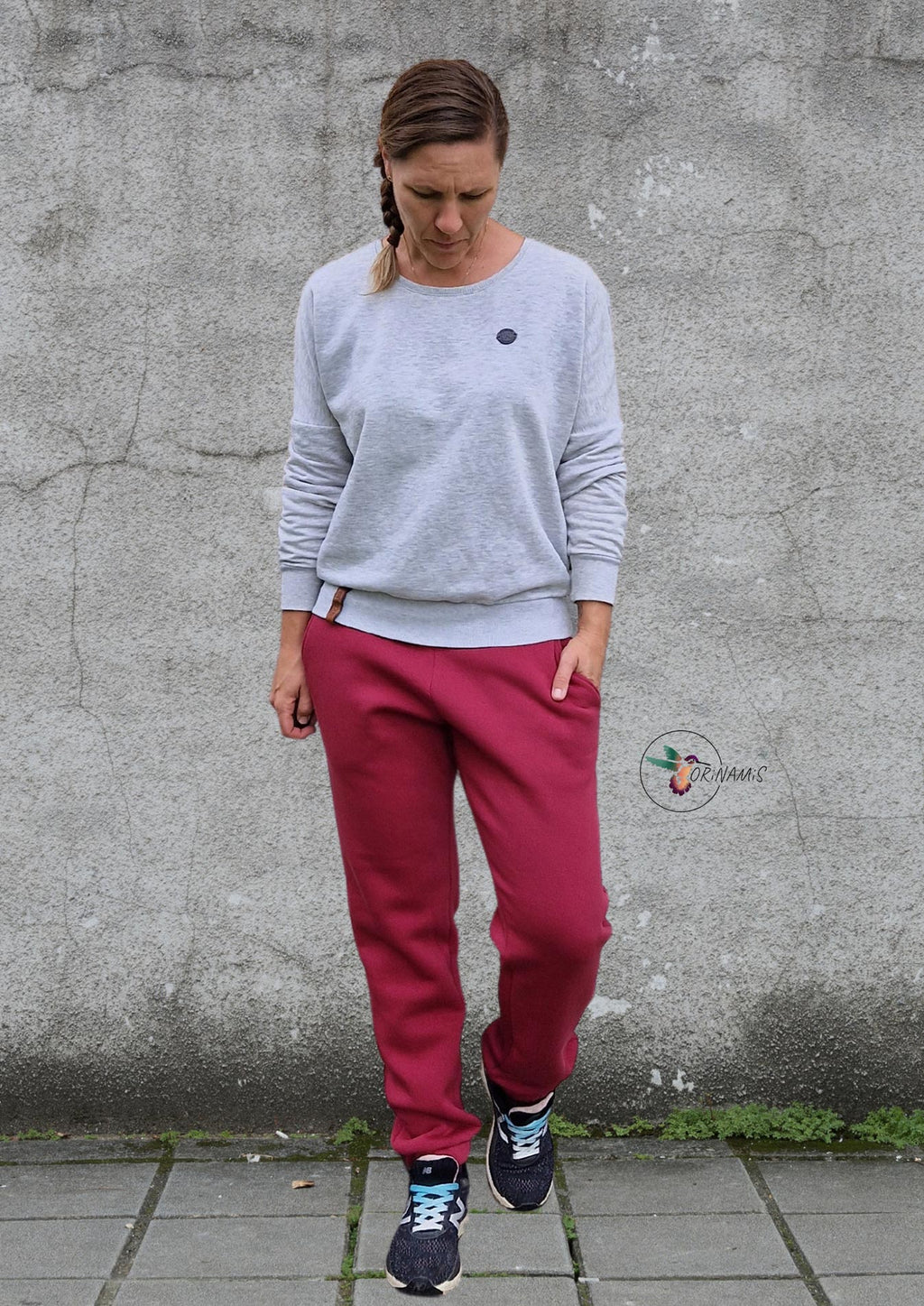 Snyggli-Schnittmuster-Hose-loose-fit-Solskin-Damen-Leinen-Cord-Chambray-nähen-Größe-32-50-low-waist-rot