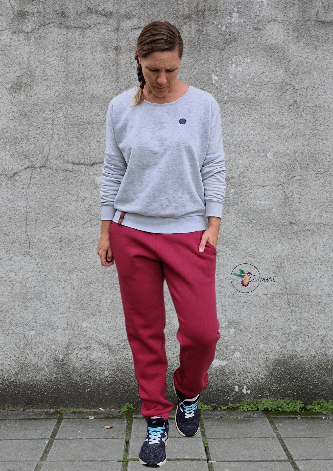 Snyggli-Schnittmuster-Hose-loose-fit-Solskin-Damen-Leinen-Cord-Chambray-nähen-Größe-32-50-low-waist-rot