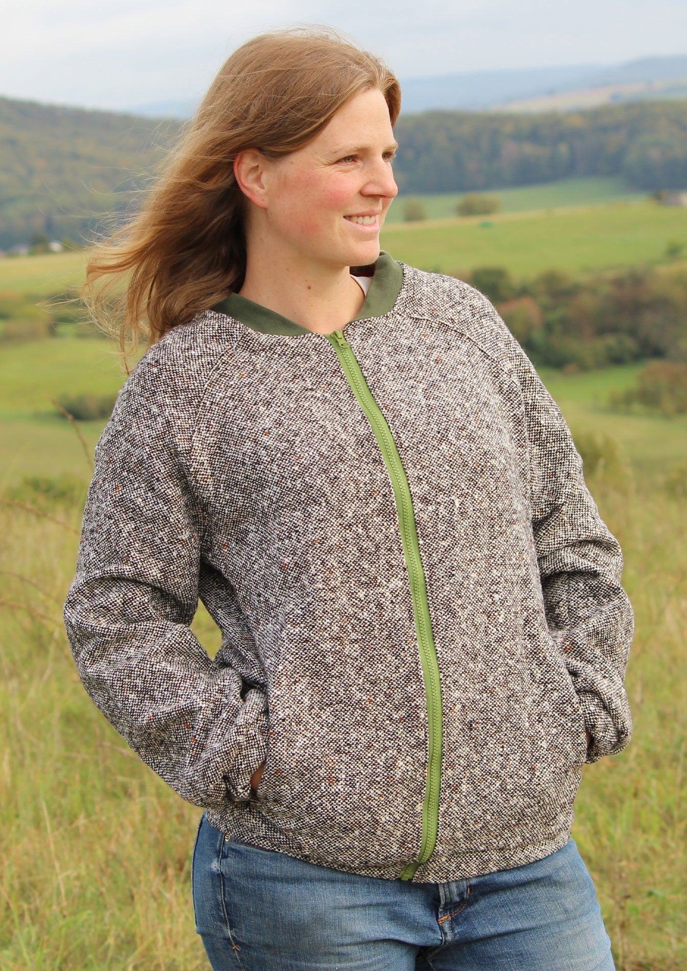 Snyggli-Schnittmuster-Jacke-Blouson-Damen-Hyg´dig-Nähanleitung-Walk-Wollwalk-Raglanjacke-Blousonkragen