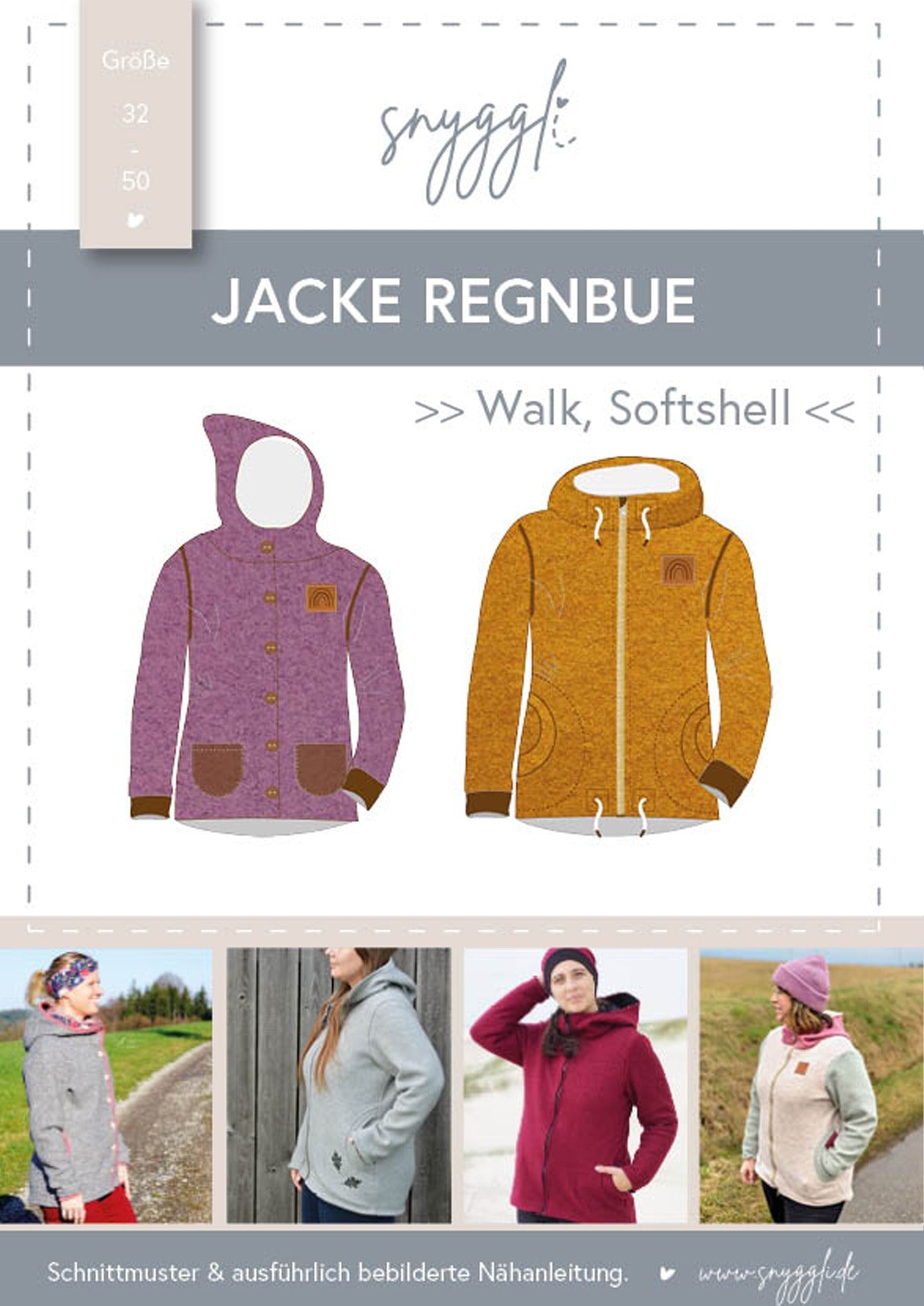 Snyggli-Schnittmuster-Jacke-Damen-Regnbue-Ebook-Nähanleitung-Walk-Fleece-Softshell-Cover