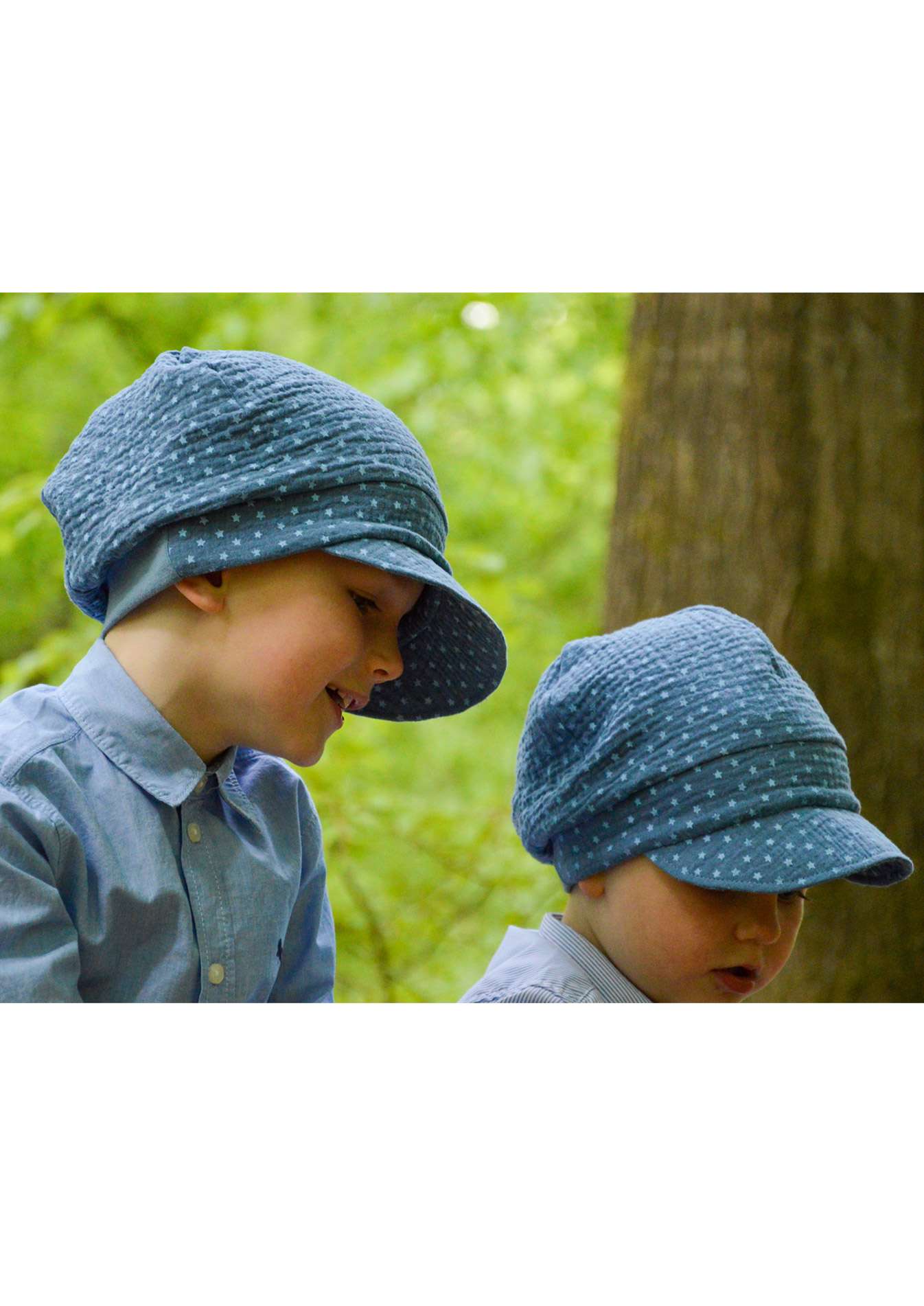 Snyggli-Schnittmuster-Musselin-Mütze-Sommerhue-Baby-Kinder-Damen-Herren_geschwister