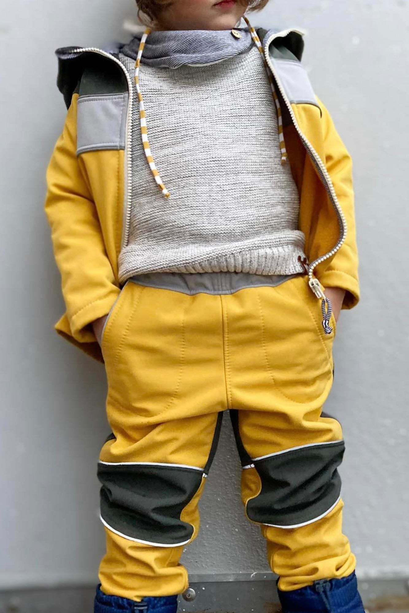 Snyggli-Schnittmuster-Walkhose-Outdoorhose-Hej-Vinter-Babys-Kinder-Gr-56-122-Softshell-gelb