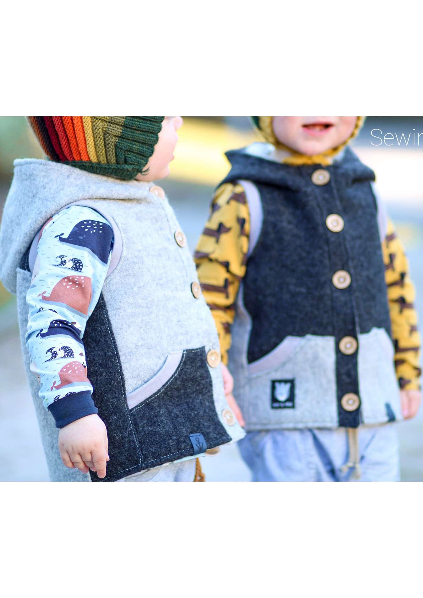 Snyggli-Schnittmuster-Weste-Livsglad-Baby-Kinder-Nähanleitung-Walk-Geschwister