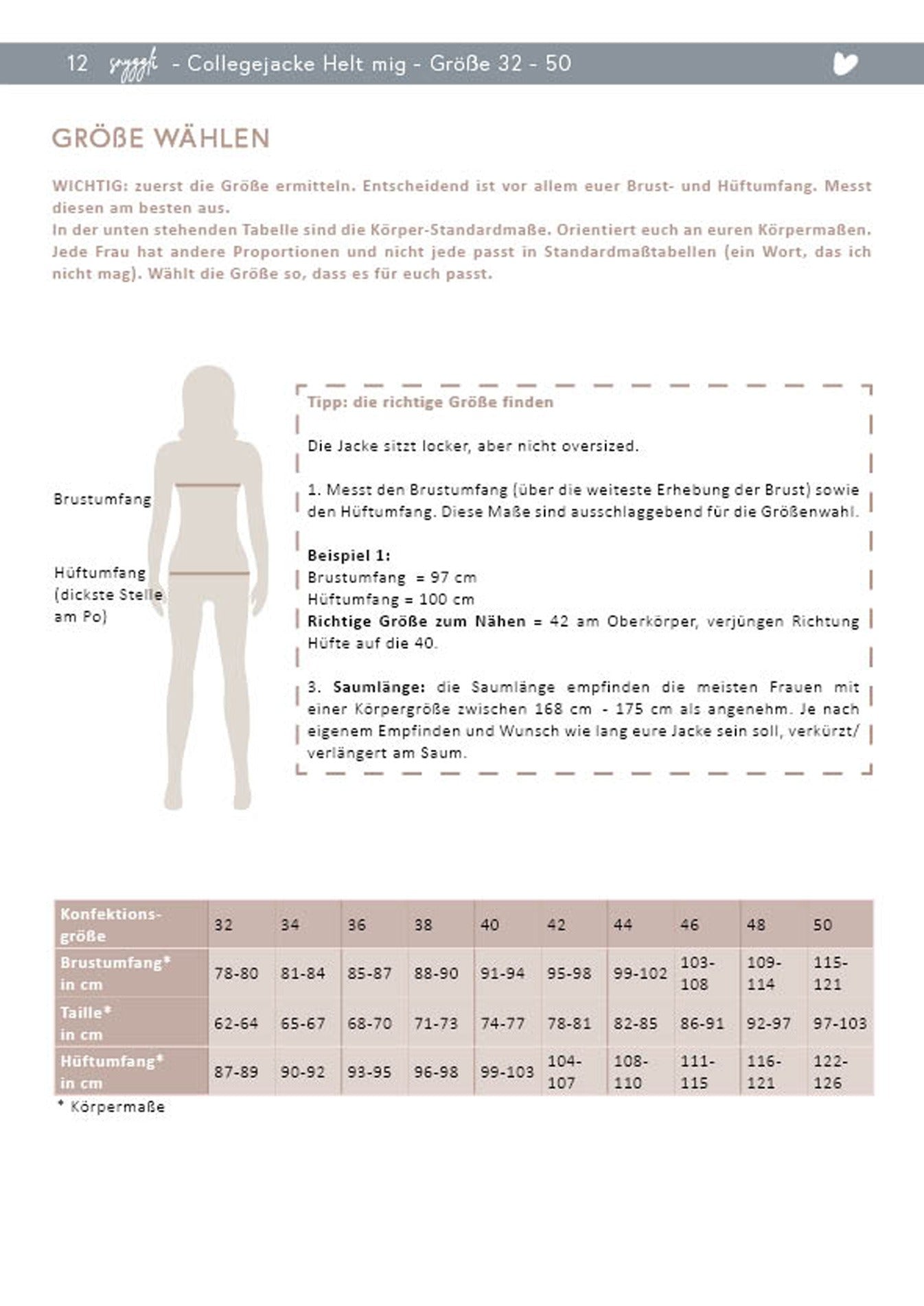 Snyggli-Schnittmuster-collegejacke-helt-mig-damen-nähanleitung-ebook-größe-32-50-maßtabelle