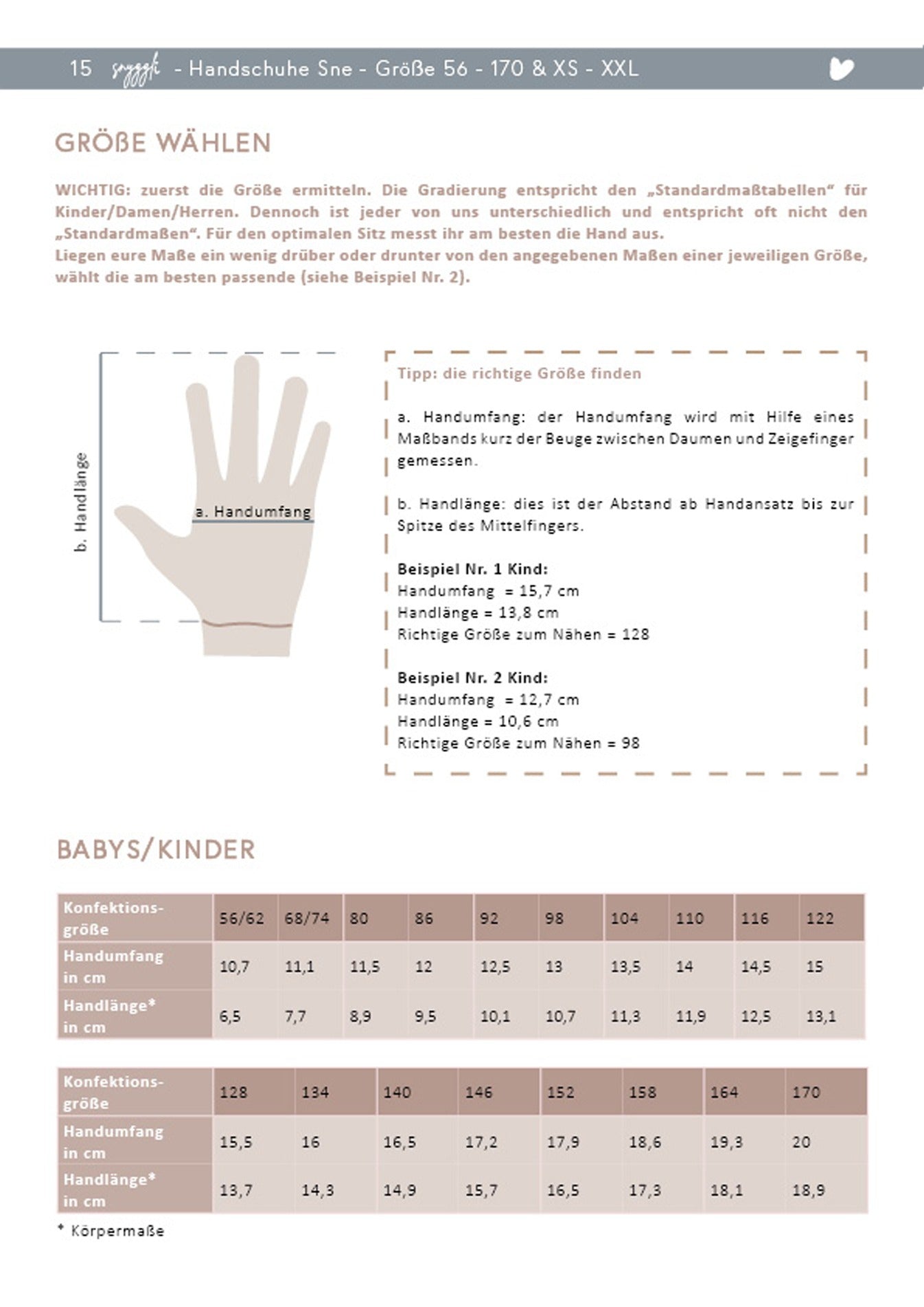 Handschuhe Sne | Gr. 56-170 und XS-XXL unisex