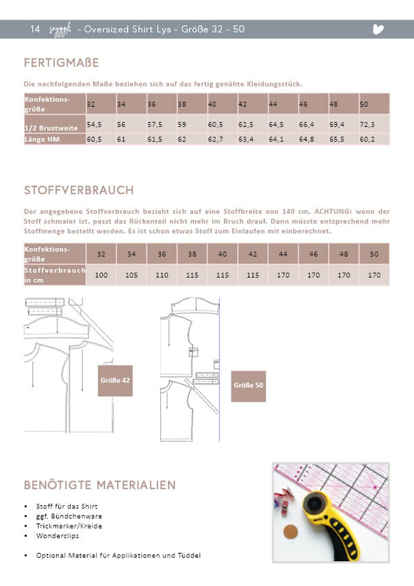 Snyggli-Schnittmuster-oversized-shirt-lys-damen-nähen-tshirt-größe-32-50-pattern-sewing-women-Stoffverbrauch