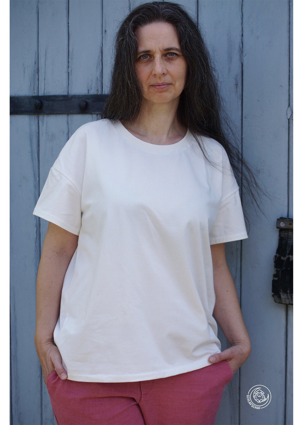 Snyggli-Schnittmuster-oversized-shirt-lys-damen-nähen-tshirt-größe-32-50-pattern-sewing-women-weiß