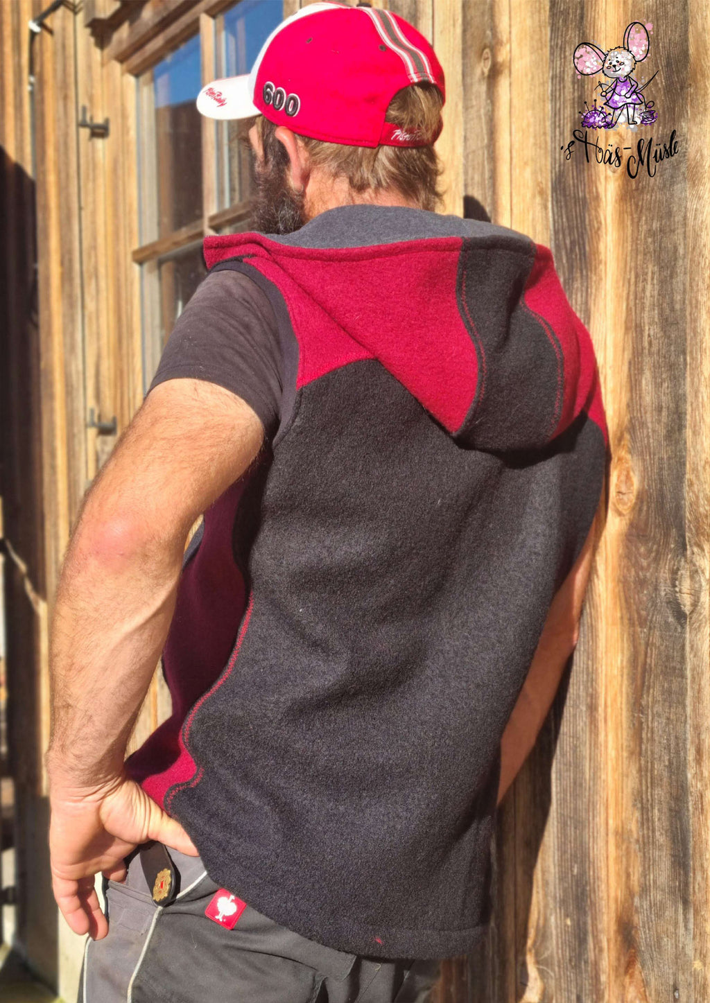 Snyggli-Weste-Livsglad-Herren-Schnittmuster-Männer-Walk-Softshell-Gr-40-60-Walk-grau-rot