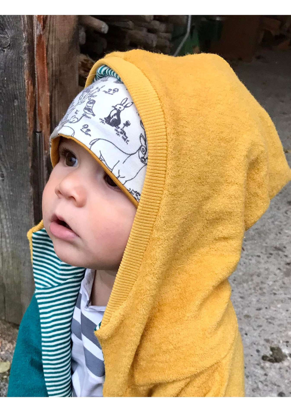 Snyggli-eBook-Jacke-Regnbue-Gr.-56-122-Babys-Kinder-Walk-Schnittmuster-Kapuzenbündchen