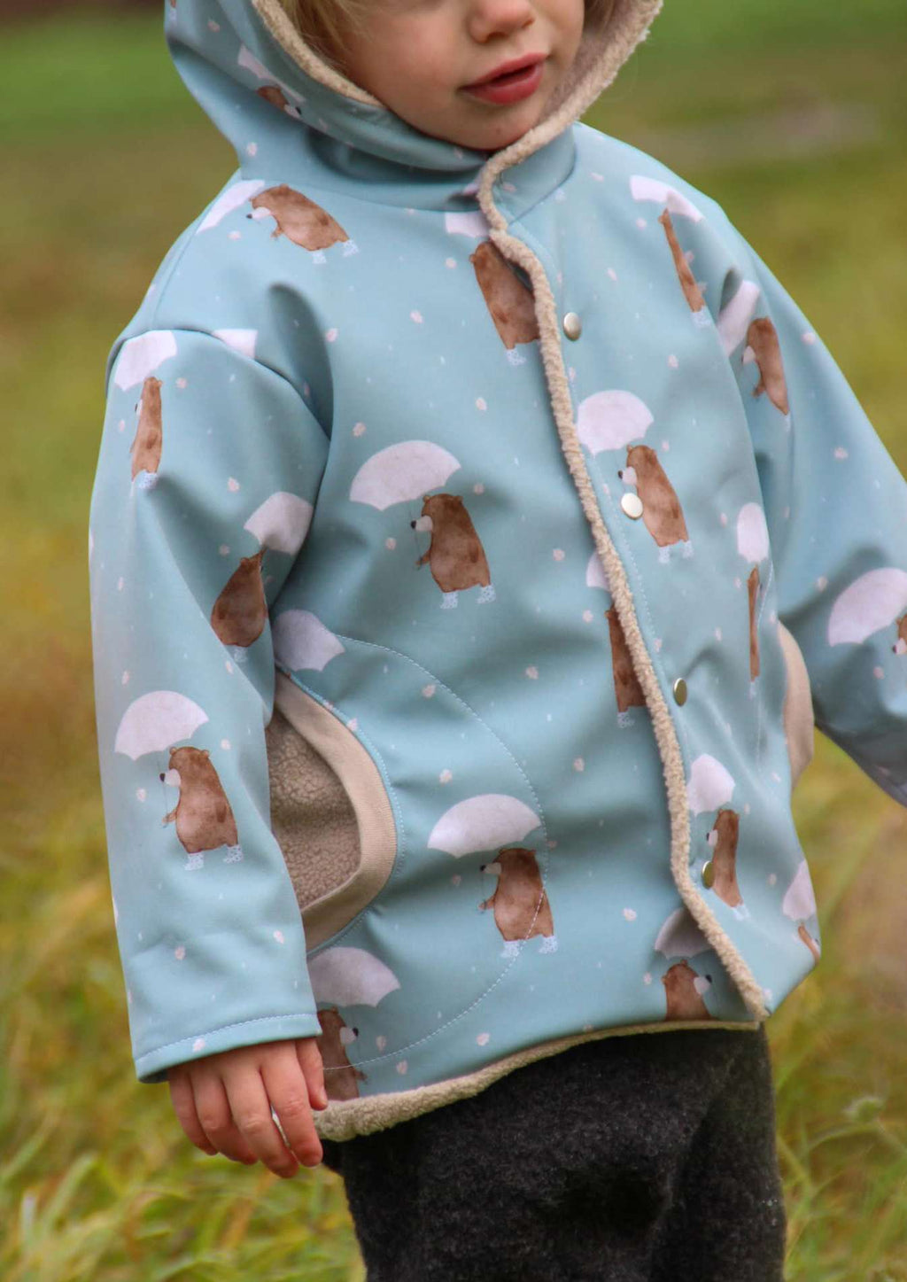 Snyggli-eBook-Jacke-Regnbue-Gr.-56-122-Babys-Kinder-Walk-Schnittmuster-Regenbogentasche