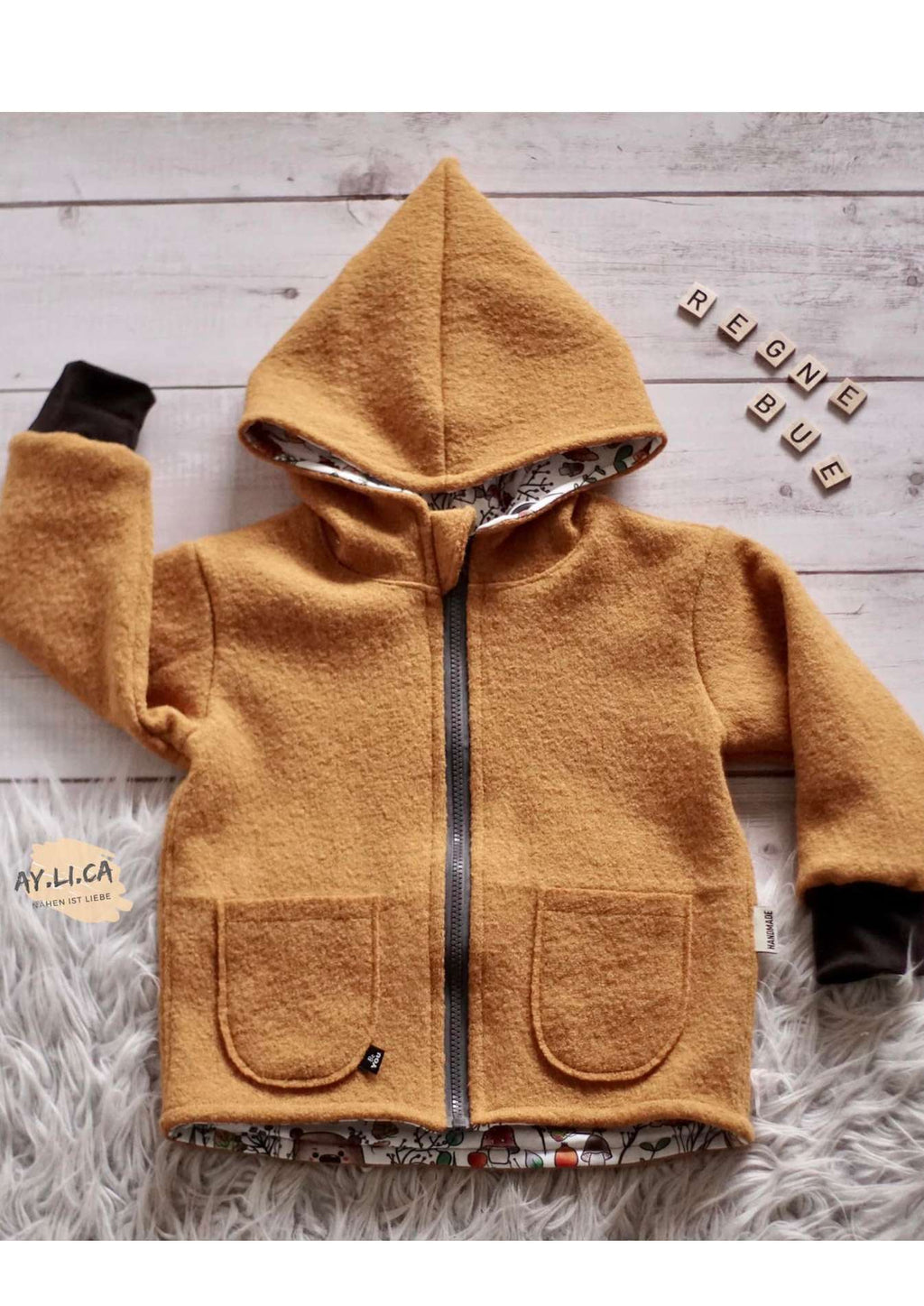 Snyggli-eBook-Jacke-Regnbue-Gr.-56-122-Babys-Kinder-Walk-Schnittmuster-aufgesetzte-Taschen