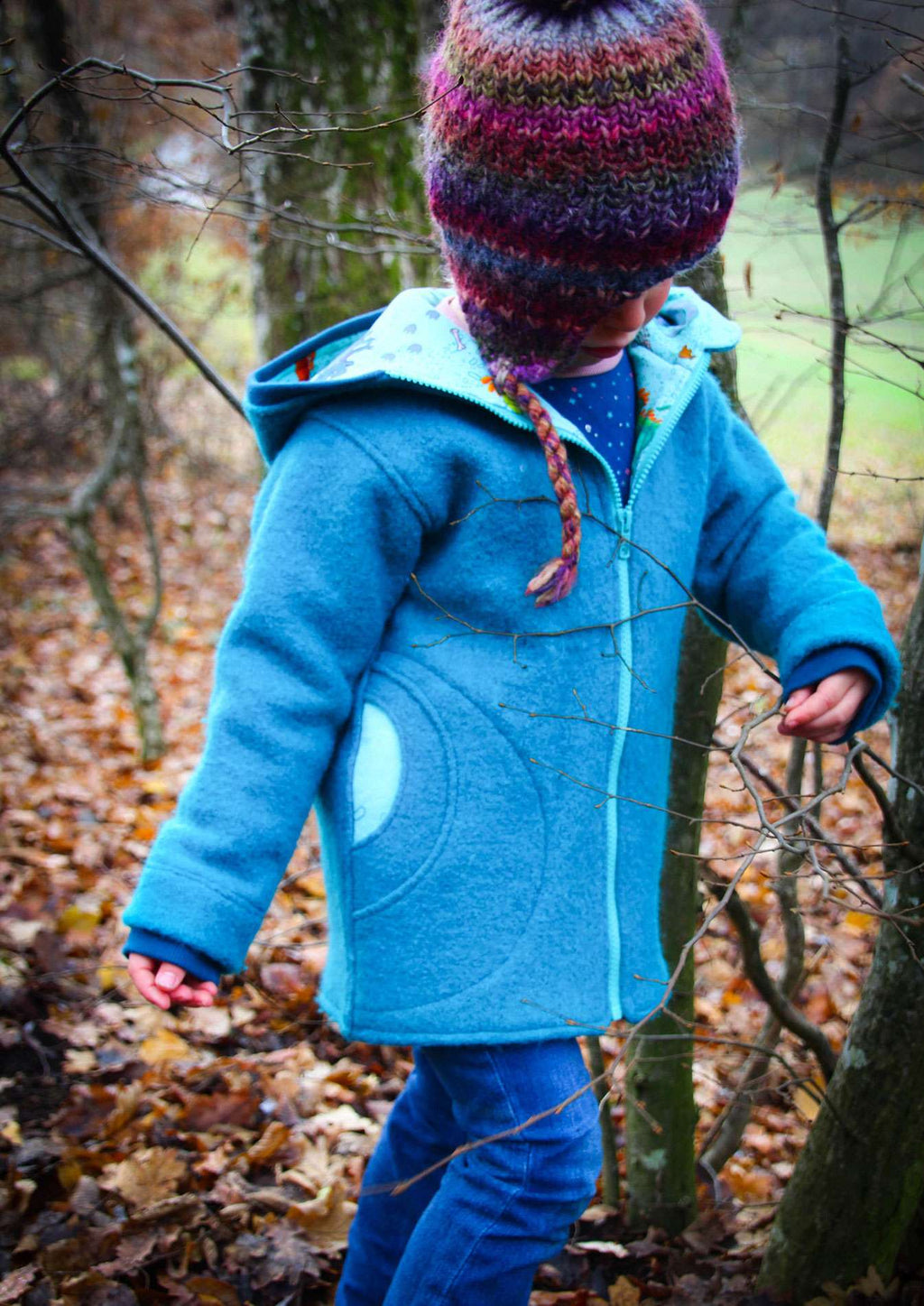 Snyggli-eBook-Jacke-Regnbue-Gr.-56-122-Babys-Kinder-Walk-Schnittmuster-blau