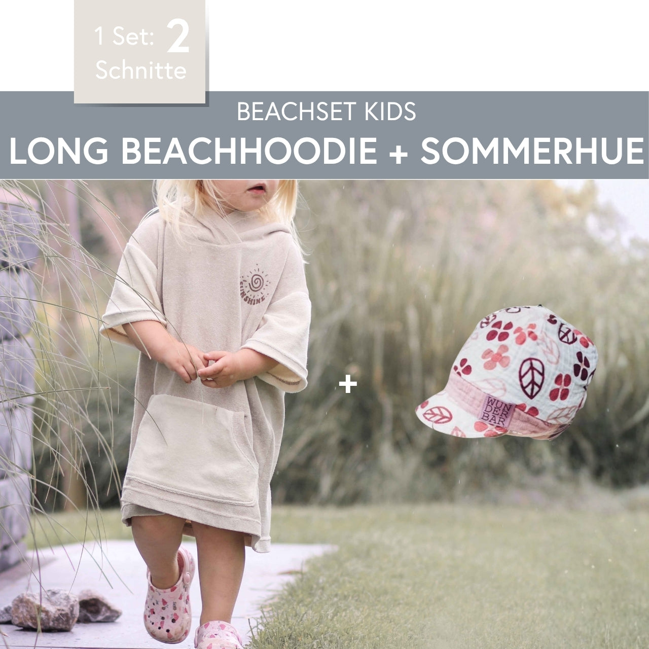 Beachset Kids Long Beachhoodie + Sommerhue | Gr. 62-164 | 1 Set: 2 Schnitte