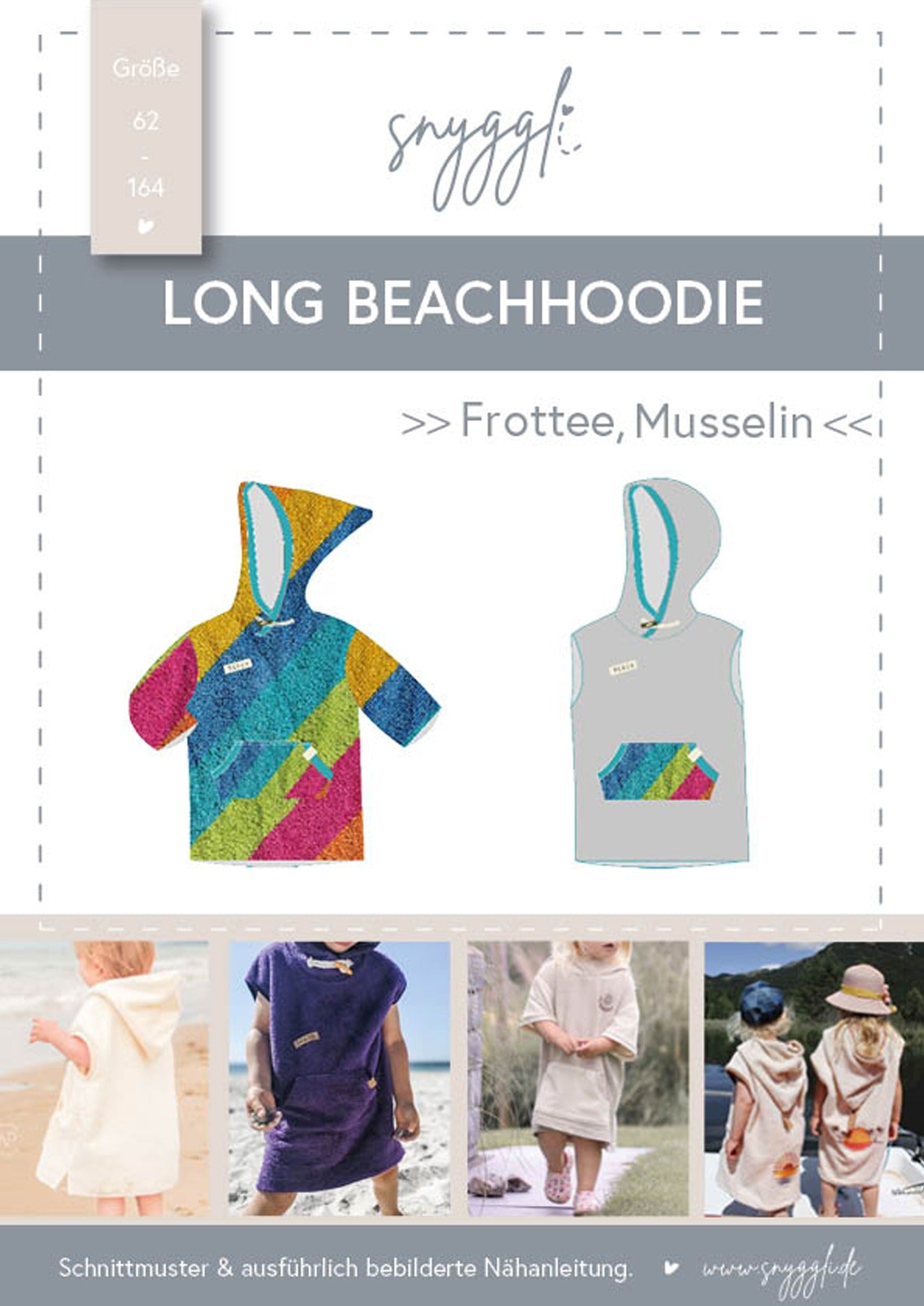 Snyggli_Ebook-Long-Beachhoodie-Poncho-Badeponcho-schwimmen-Sommerurlaub-Meer-Babys-Kinder-Teens-Junge-Mädchen-Gr-62-164-Musselin-Frottee-Cover