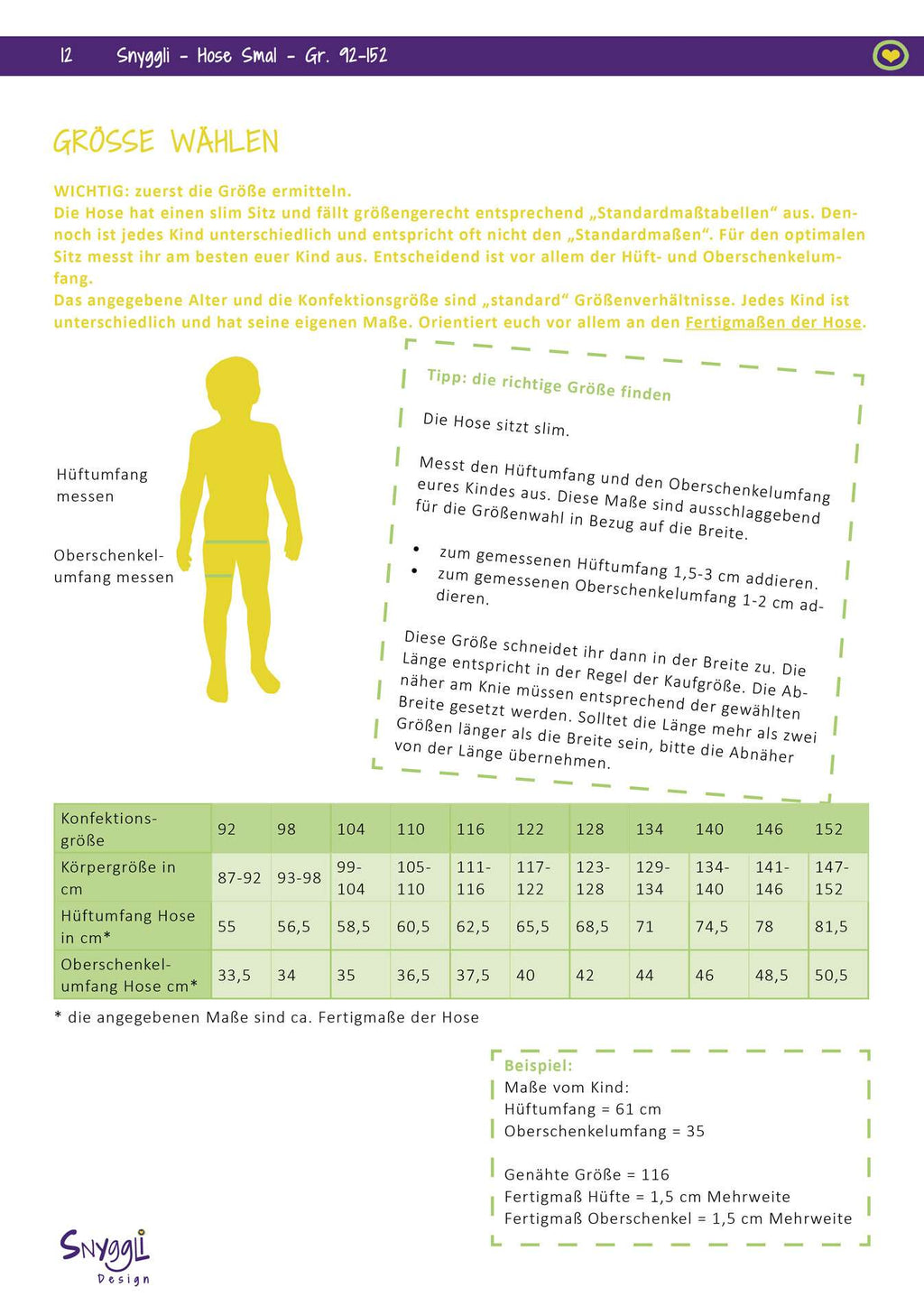 Schnittmuster Hose Smal Snyggli eBook Kinder